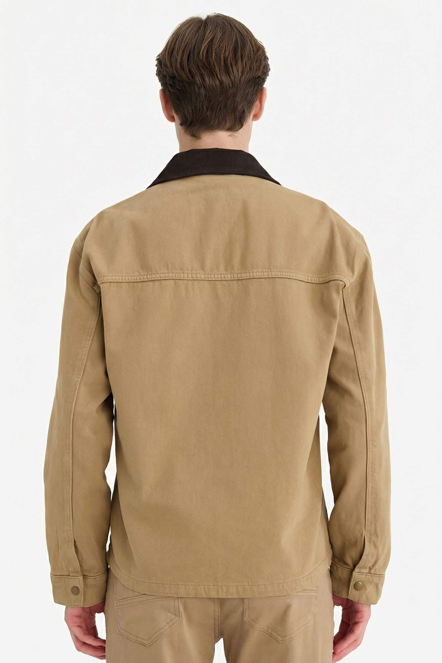 Regular Fit Kontrast Yakalı Pamuk Astarlı Fermuarlı Pamuklu Ceket Mont