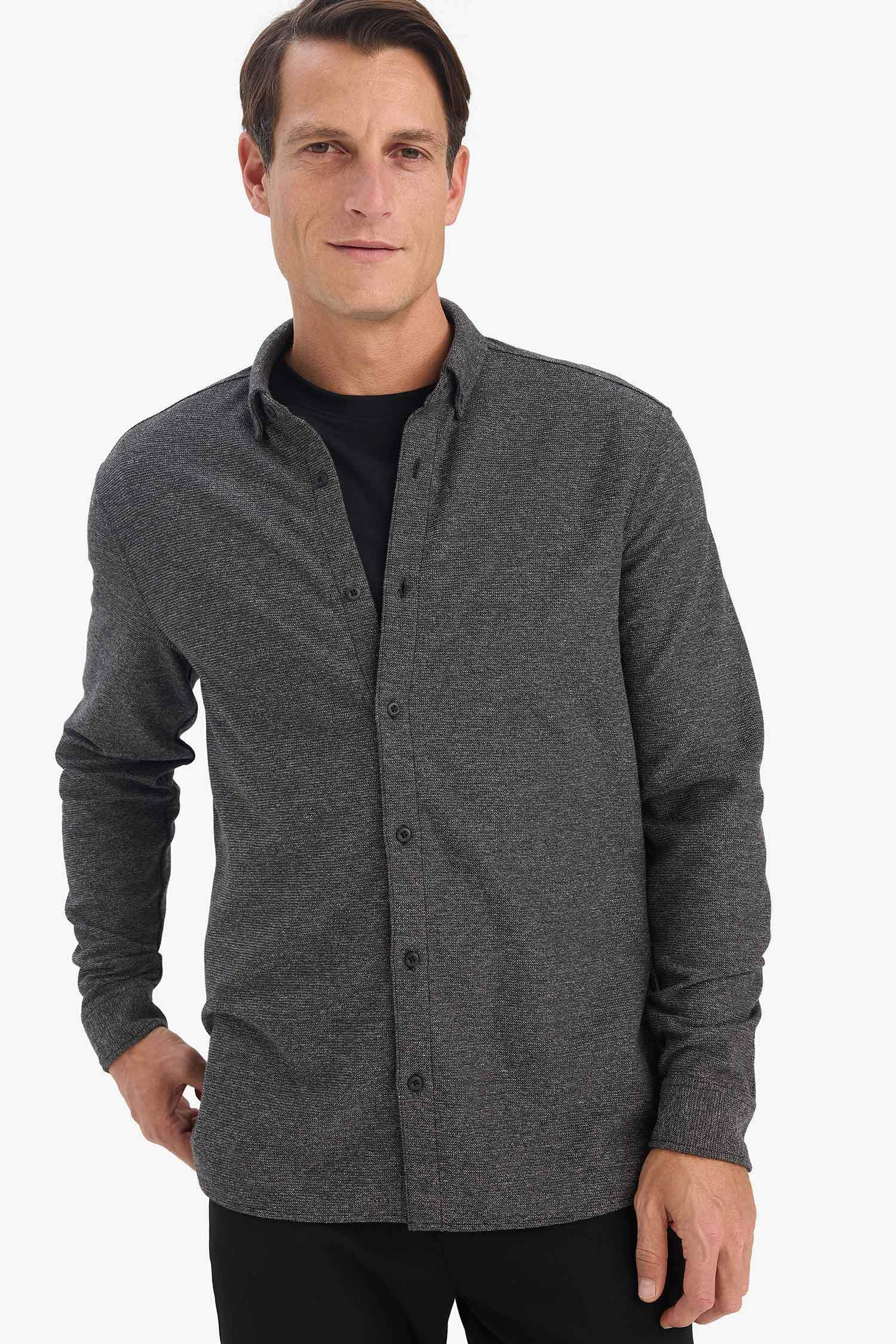 Regular Fit Polo Yaka Uzun Kollu Gömlek