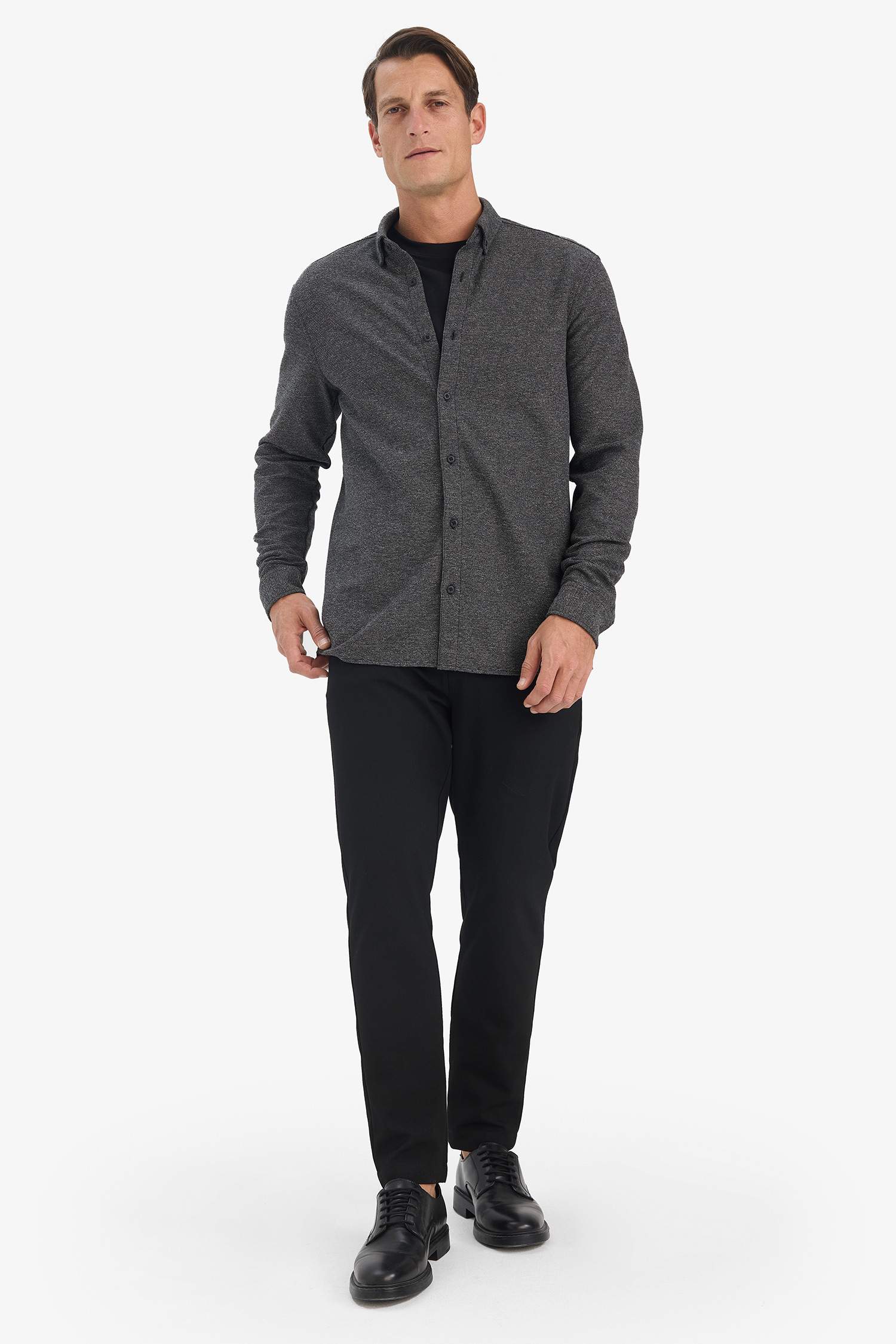 Regular Fit Polo Yaka Uzun Kollu Gömlek