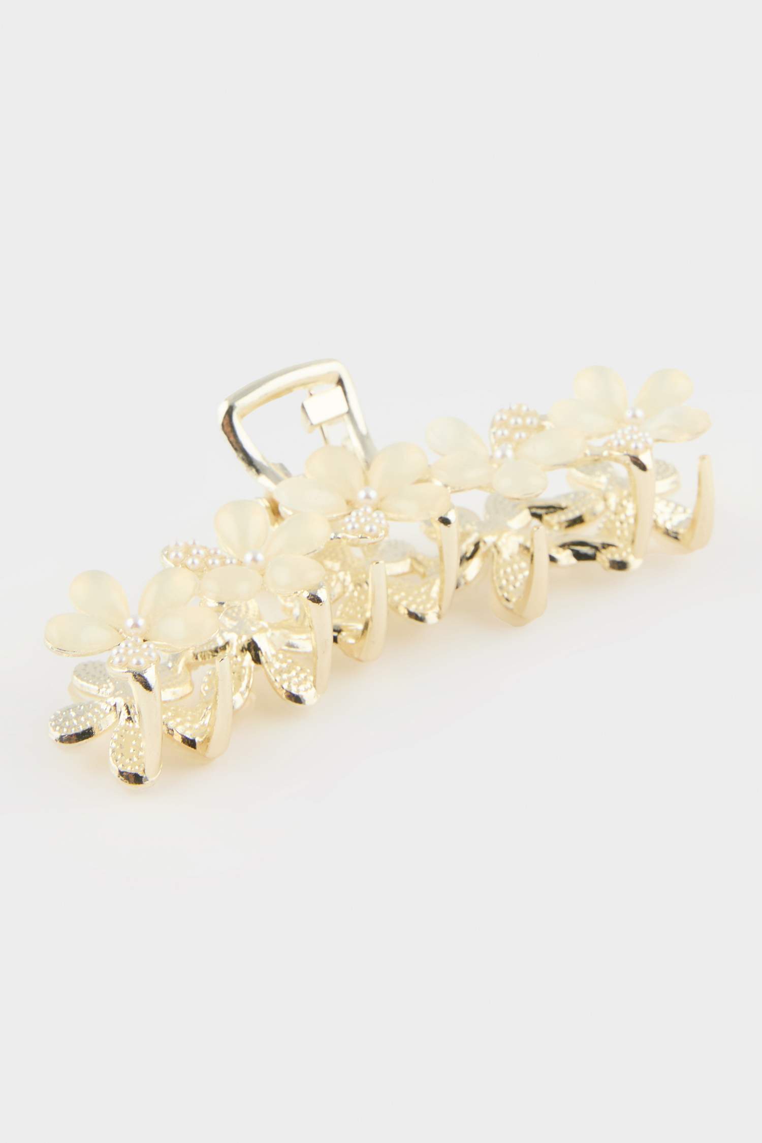 Woman Gold Flower Latch Buckle