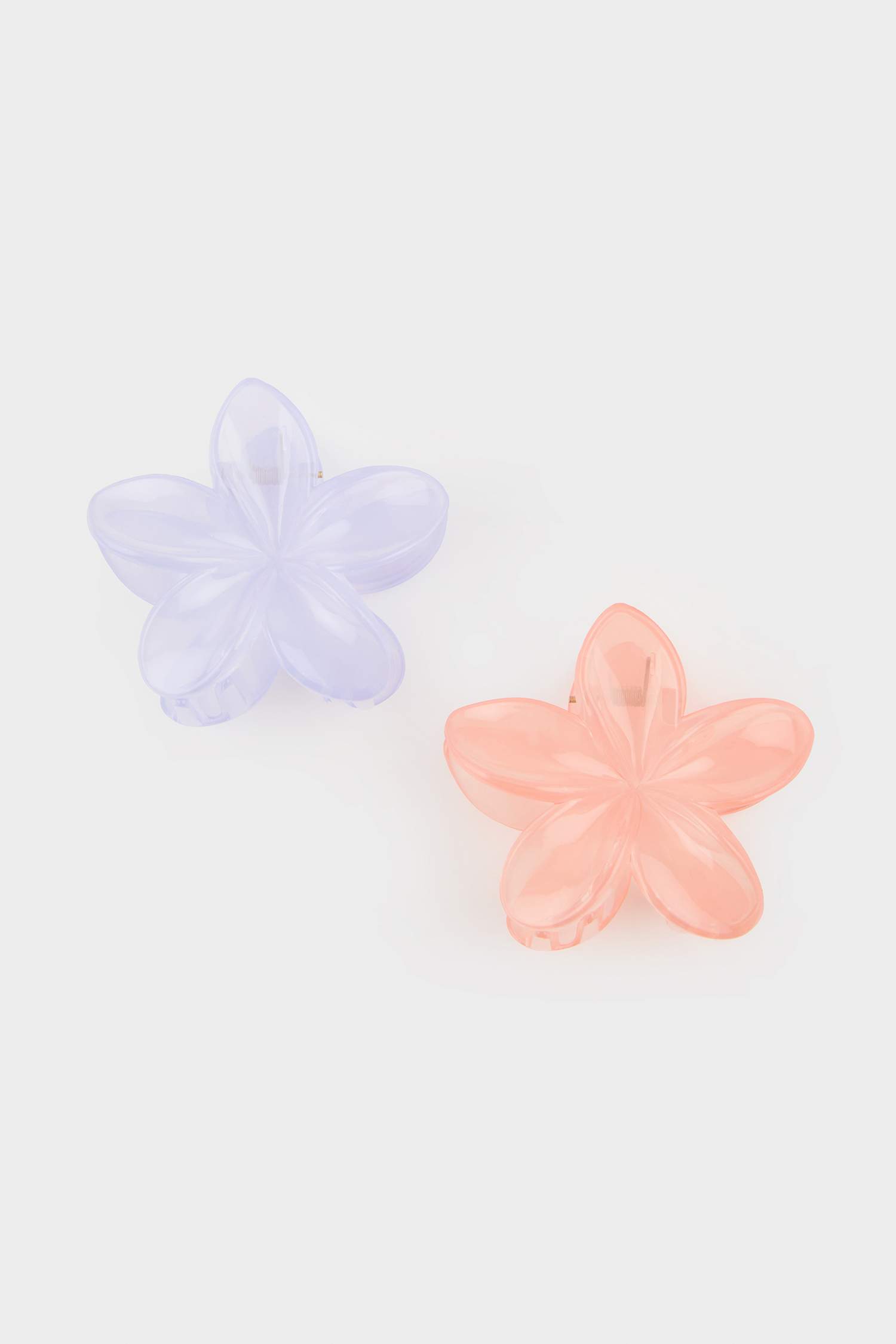 Woman 2 Piece Flower Motif Latch Hair Clips
