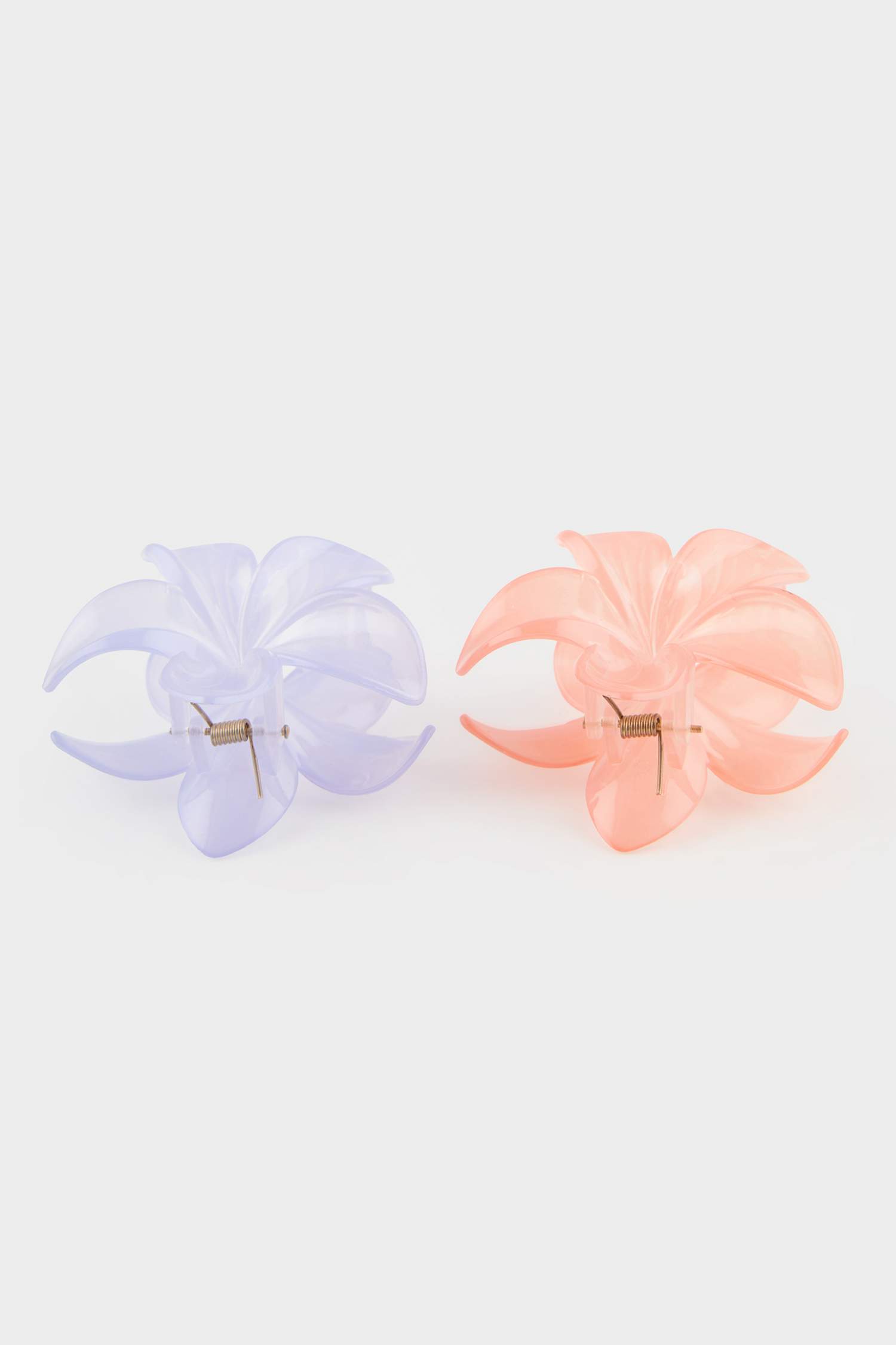 Woman 2 Piece Flower Motif Latch Hair Clips