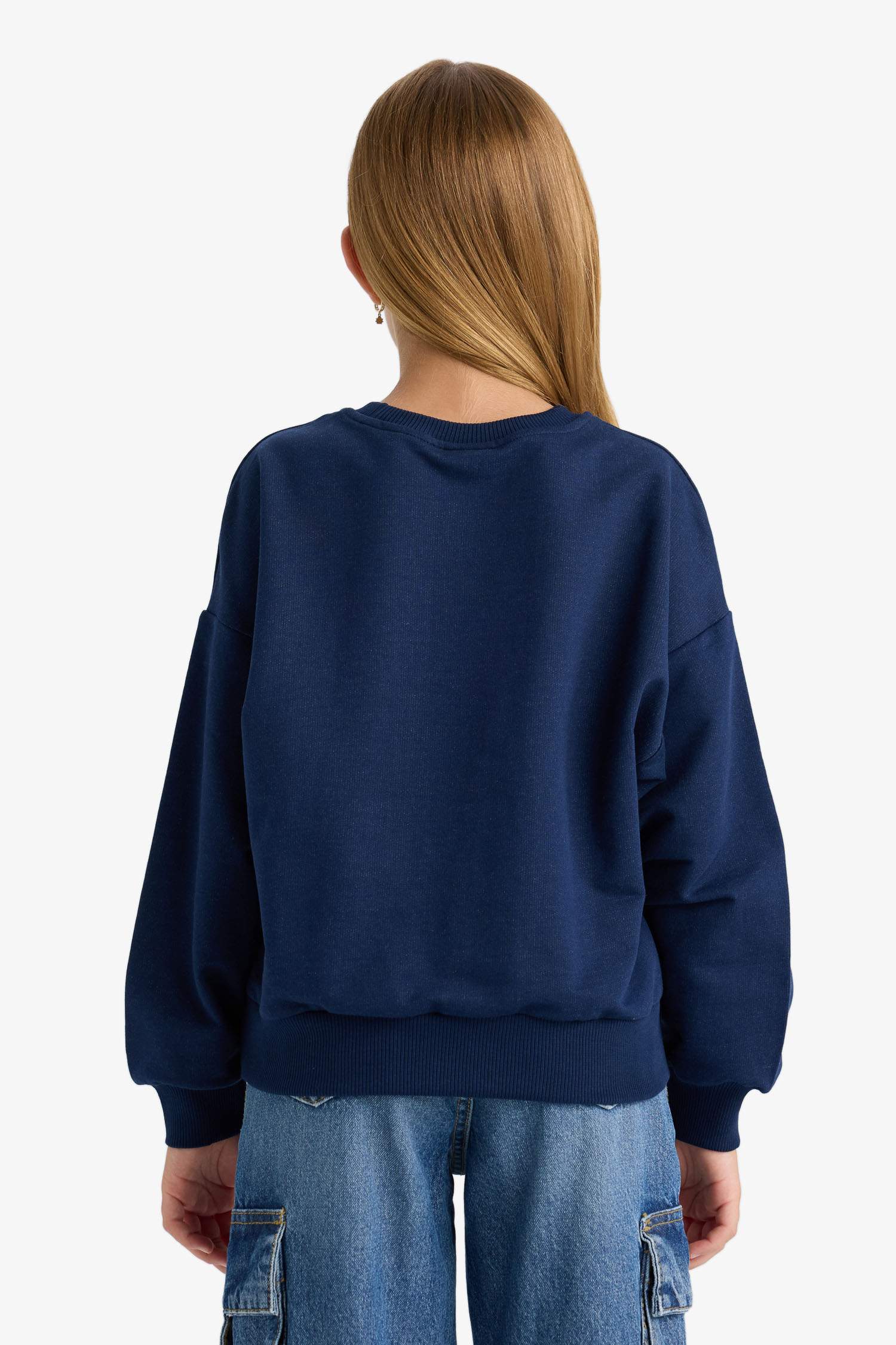 Kız Çocuk Relax Fit Bisiklet Yaka Baskılı Sweatshirt