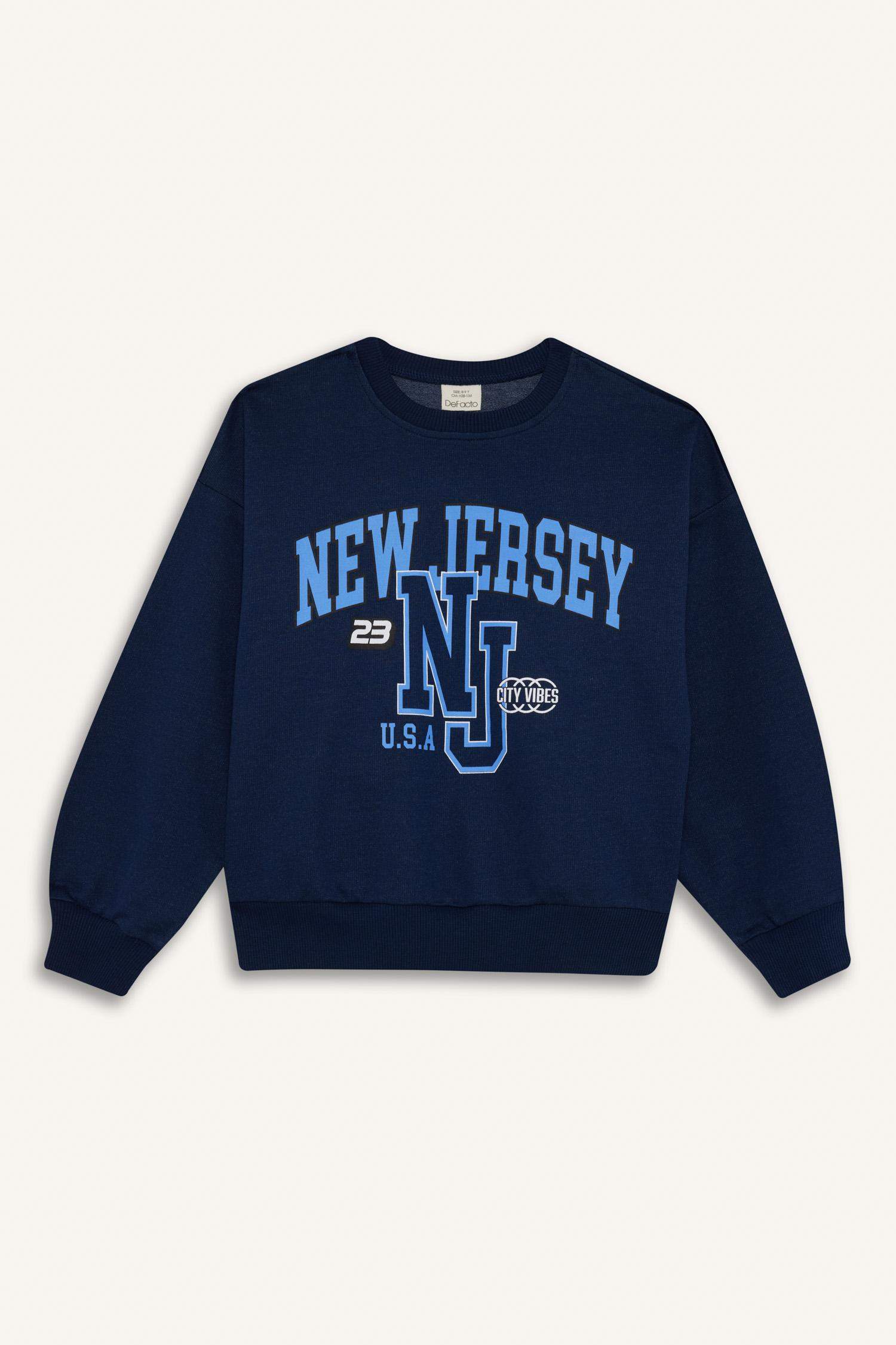 Kız Çocuk Relax Fit Bisiklet Yaka Baskılı Sweatshirt