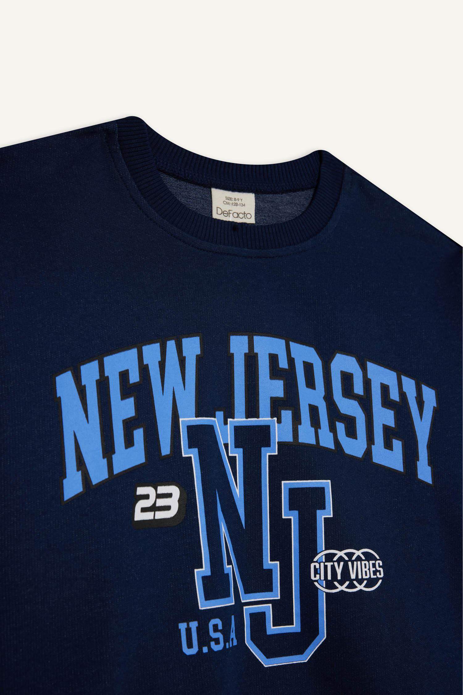 Kız Çocuk Relax Fit Bisiklet Yaka Baskılı Sweatshirt