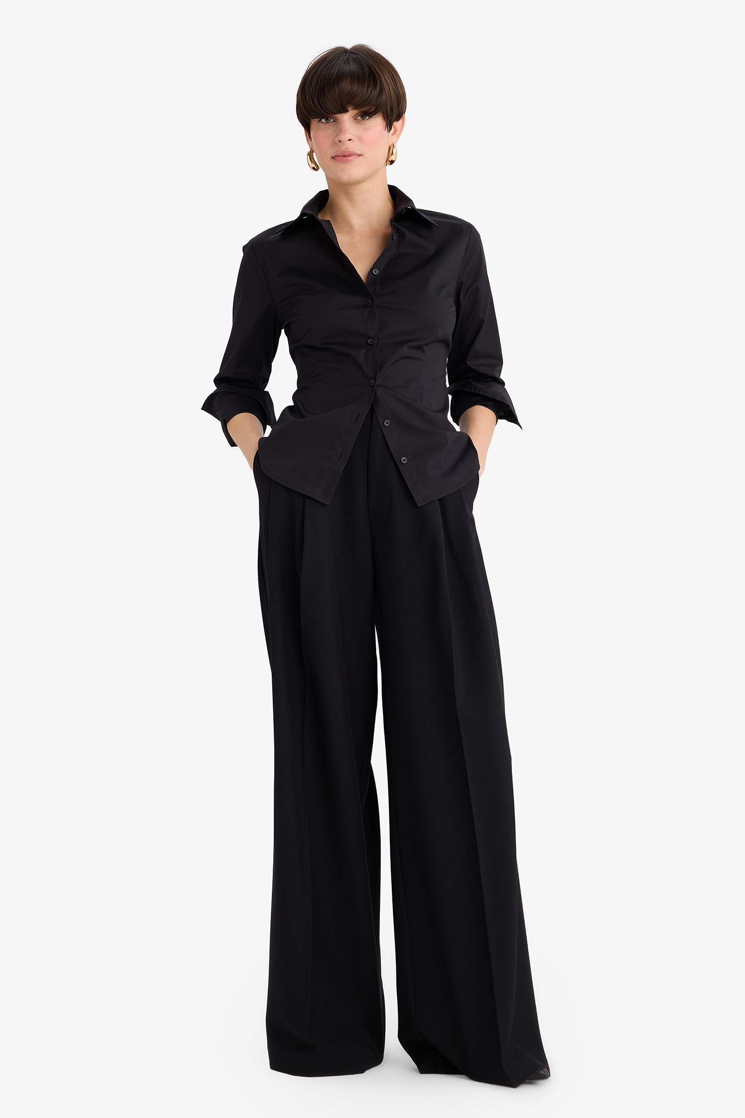 Рубашка из бенгалина Fitted с длинным рукавом