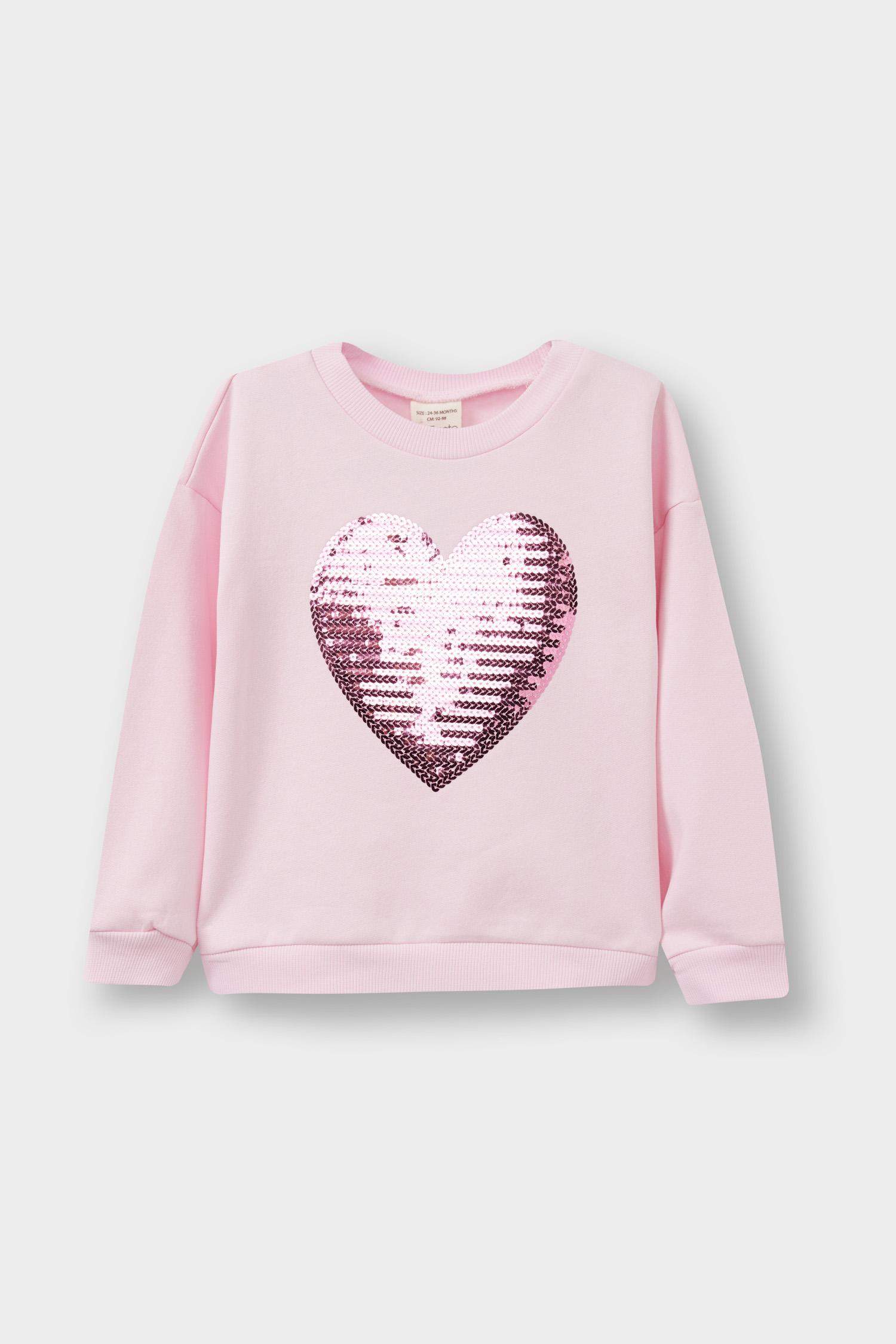 Baby Girl Crew Neck Printed 2 Piece Sweatshirt