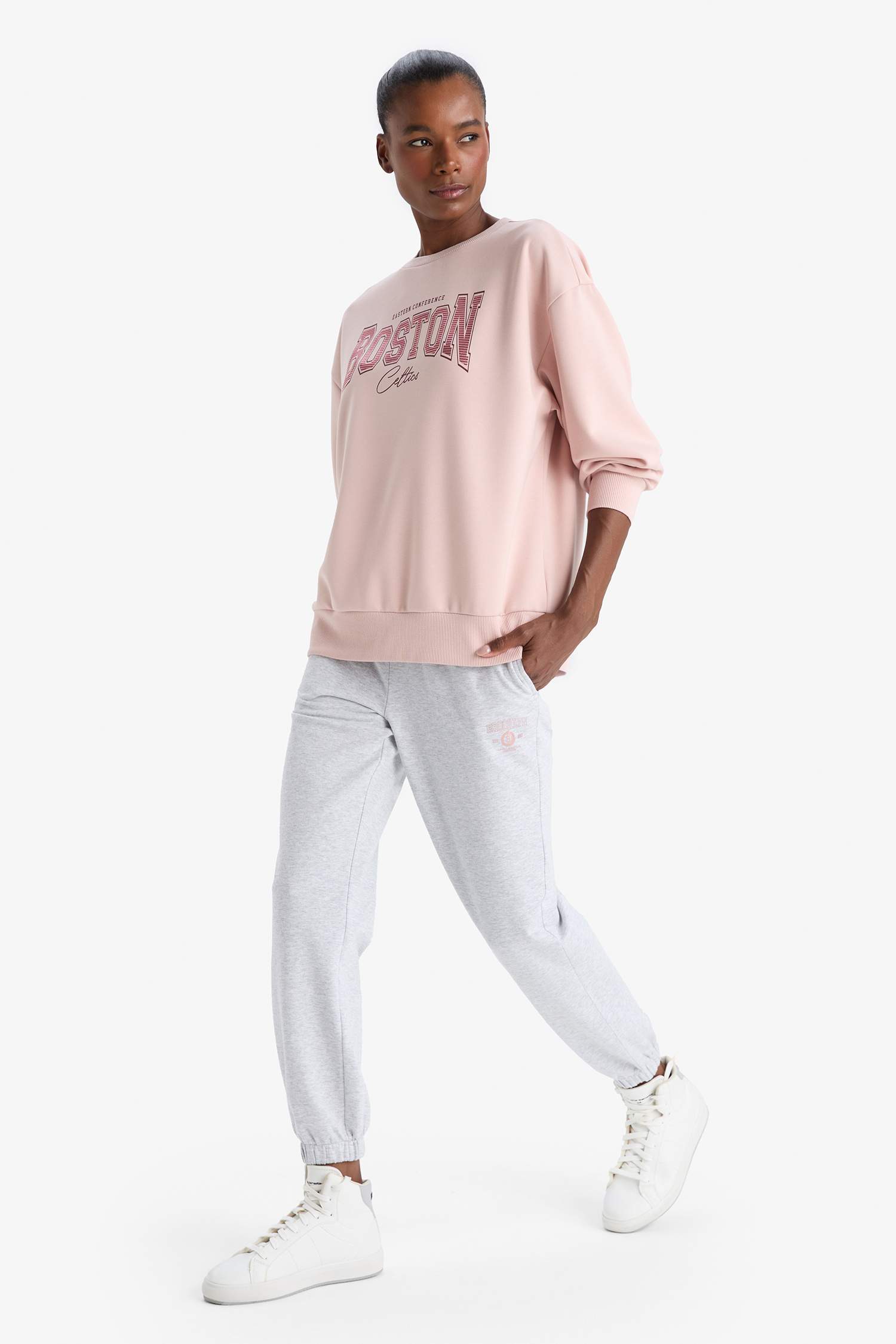 DeFactoFit NBA Boston Celtics Oversize Fit Scuba Fabric Sports Sweatshirt