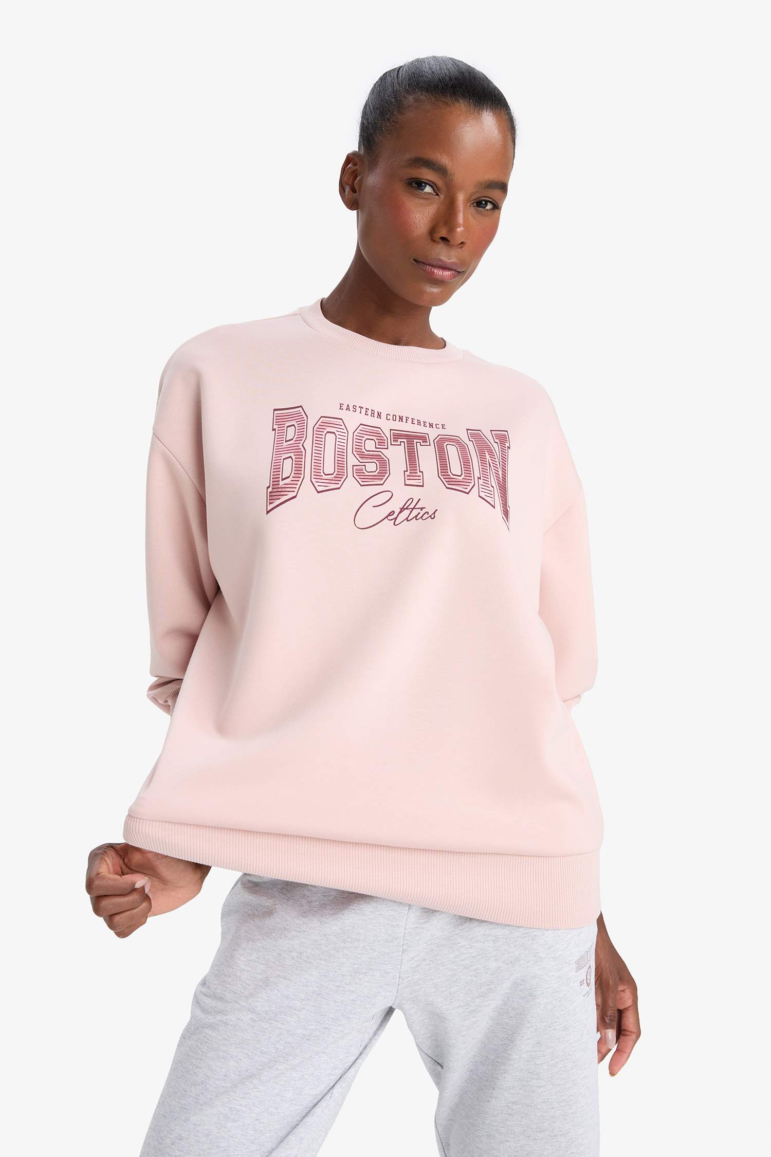 DeFactoFit NBA Boston Celtics Oversize Fit Scuba Fabric Sports Sweatshirt