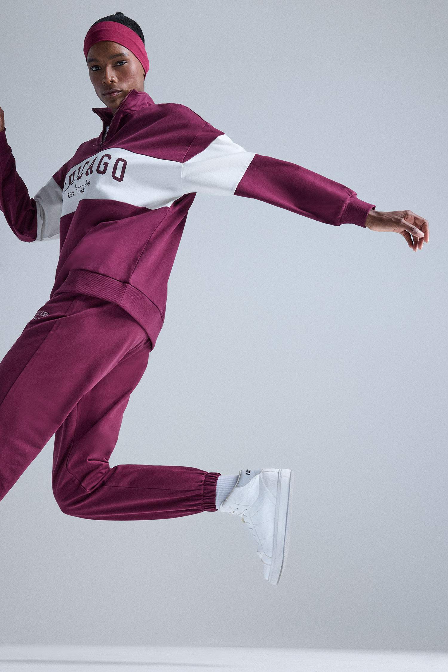 NBA Chicago Bulls Oversize Geniş Kalıp Yarım Fermuarlı Sporcu Sweatshirt