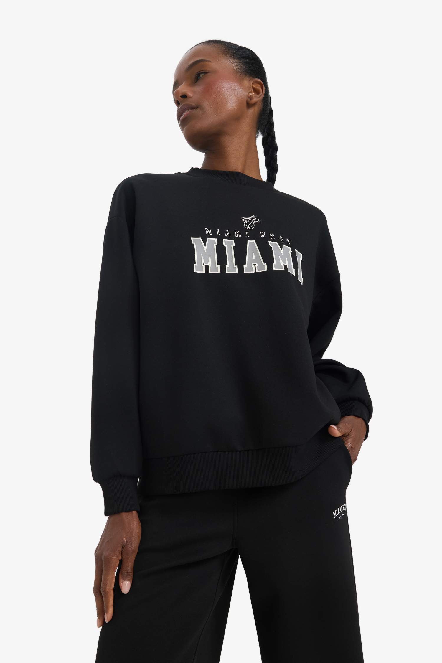 DeFactoFit NBA Miami Heat Oversize Fit Scuba Fabric Sports Sweatshirt