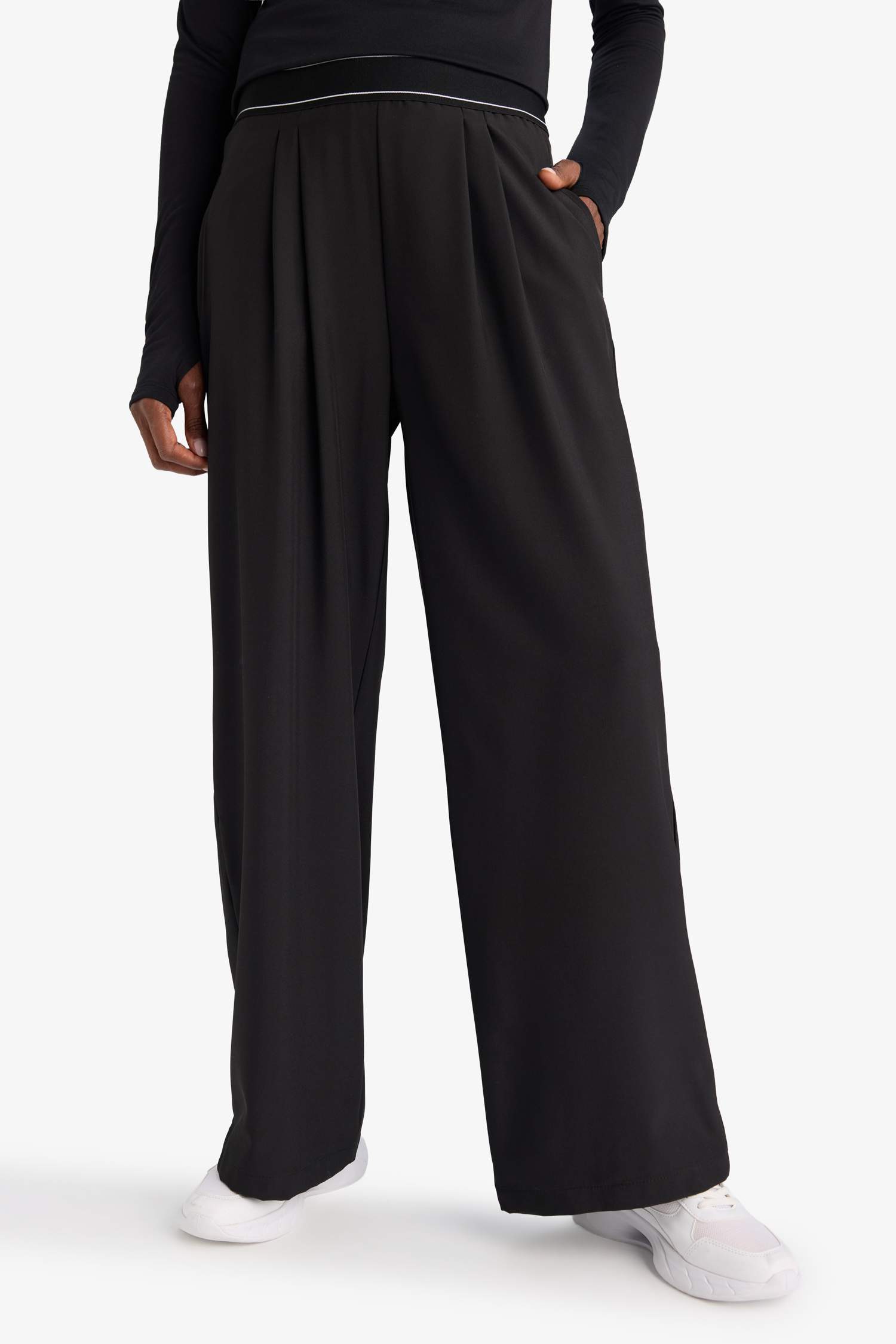 DeFactoFit Wide Leg Elastic Waist Woven Trousers