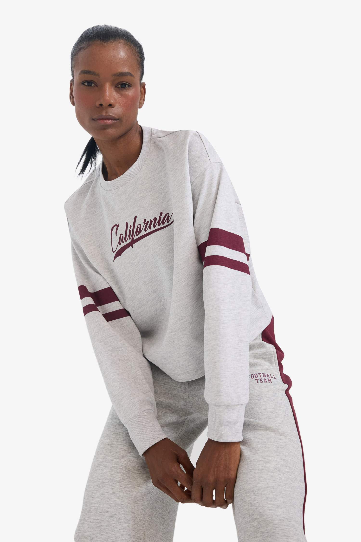 DeFactoFit Crew Neck Sports Printed Sweatshirt