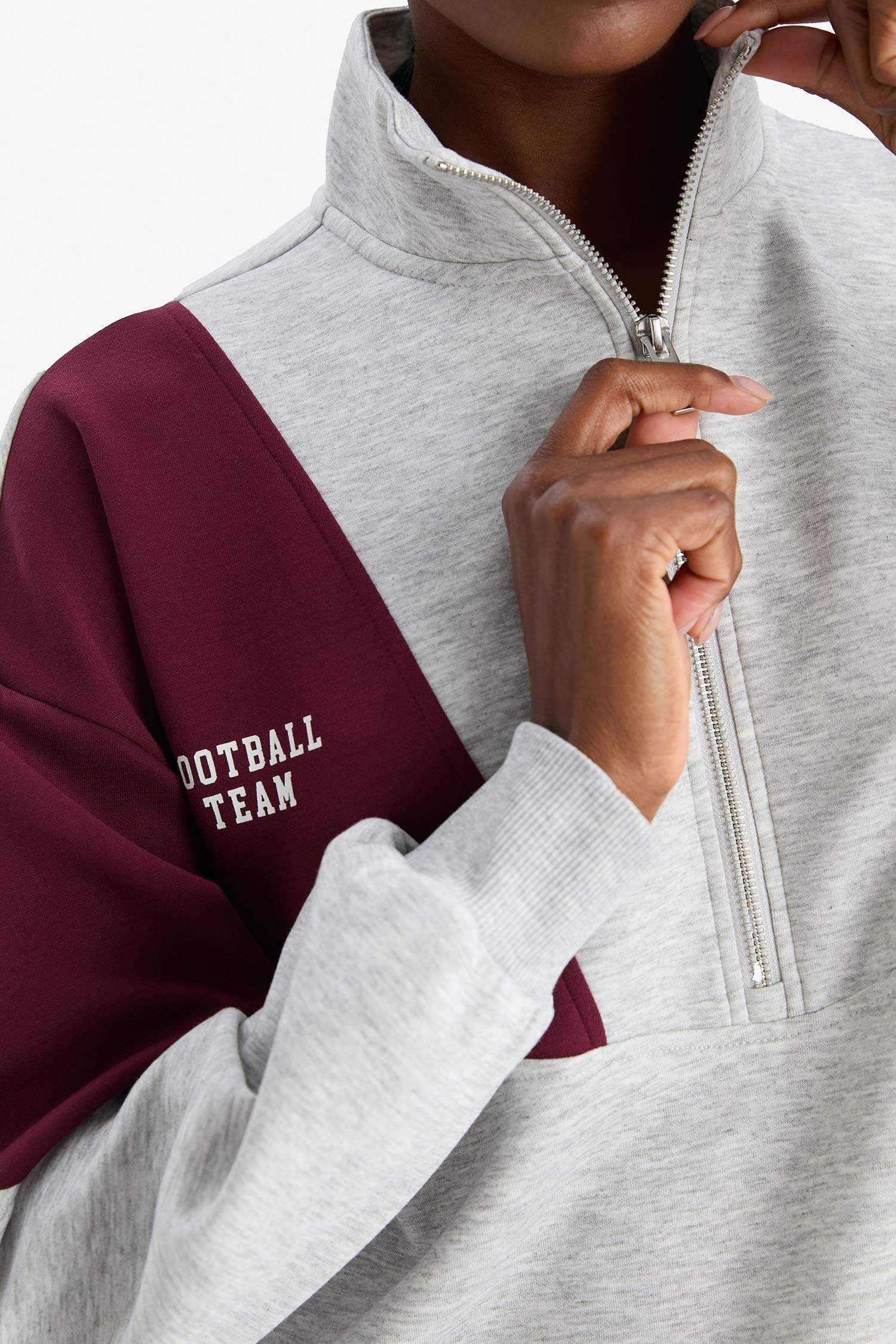 DeFactoFit Oversize Loose Fit Half Zippered Scuba Fabric Sports Sweatshirt