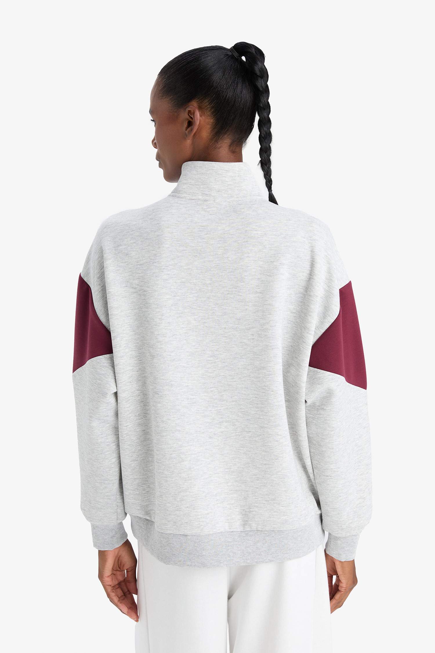 DeFactoFit Oversize Loose Fit Half Zippered Scuba Fabric Sports Sweatshirt