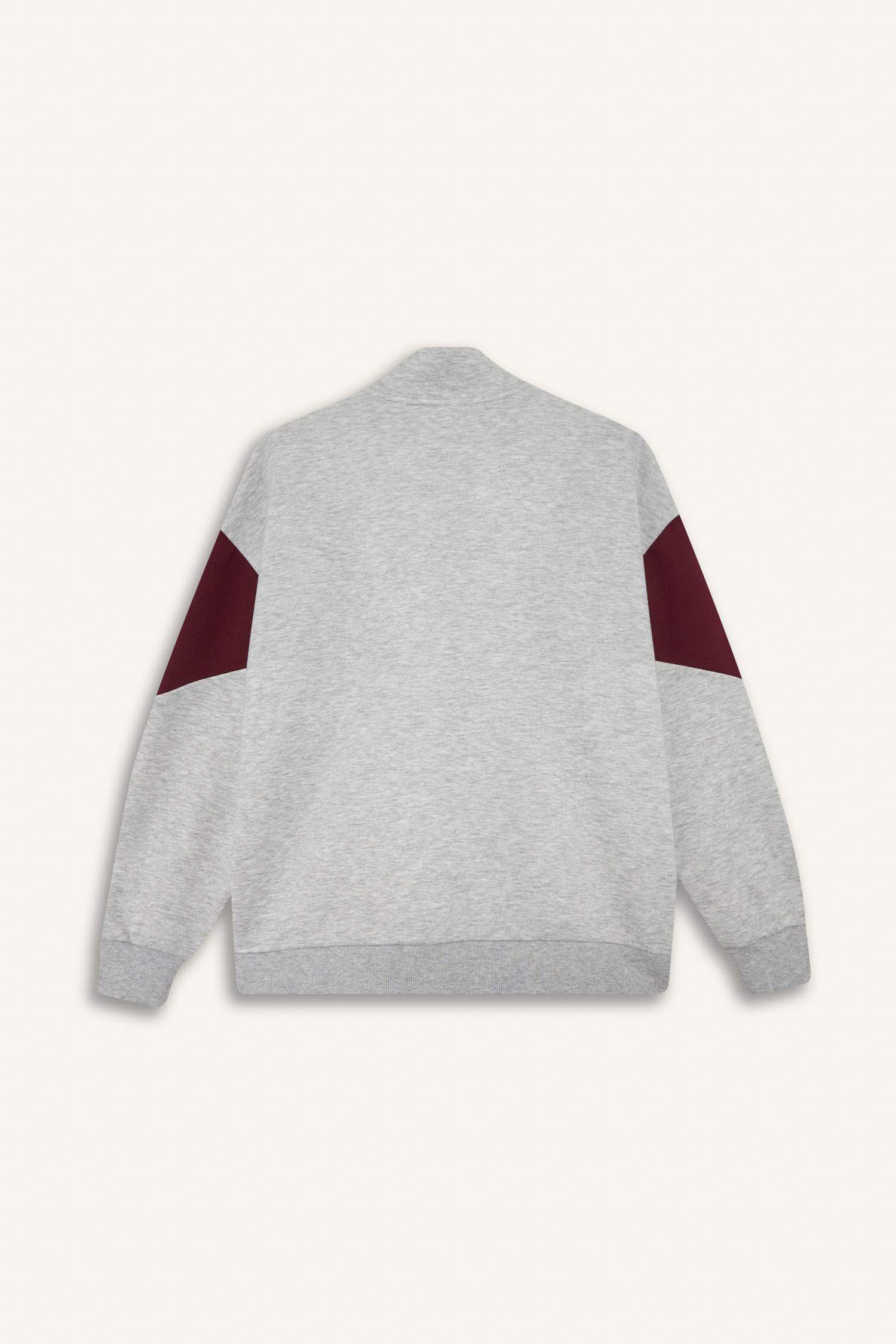 DeFactoFit Oversize Loose Fit Half Zippered Scuba Fabric Sports Sweatshirt