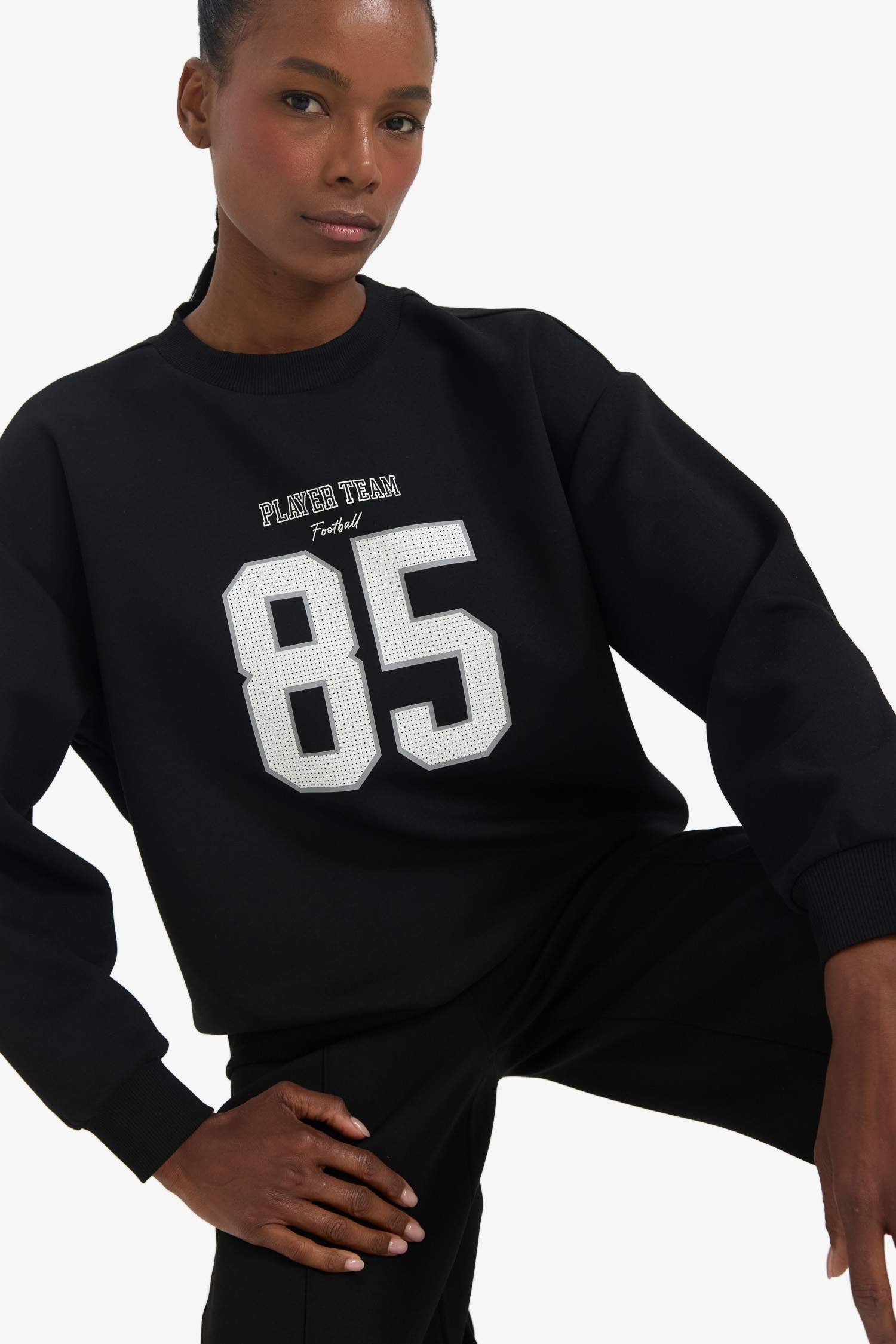 DeFactoFit Oversize Fit Printed Scuba Fabric Sports Sweatshirt