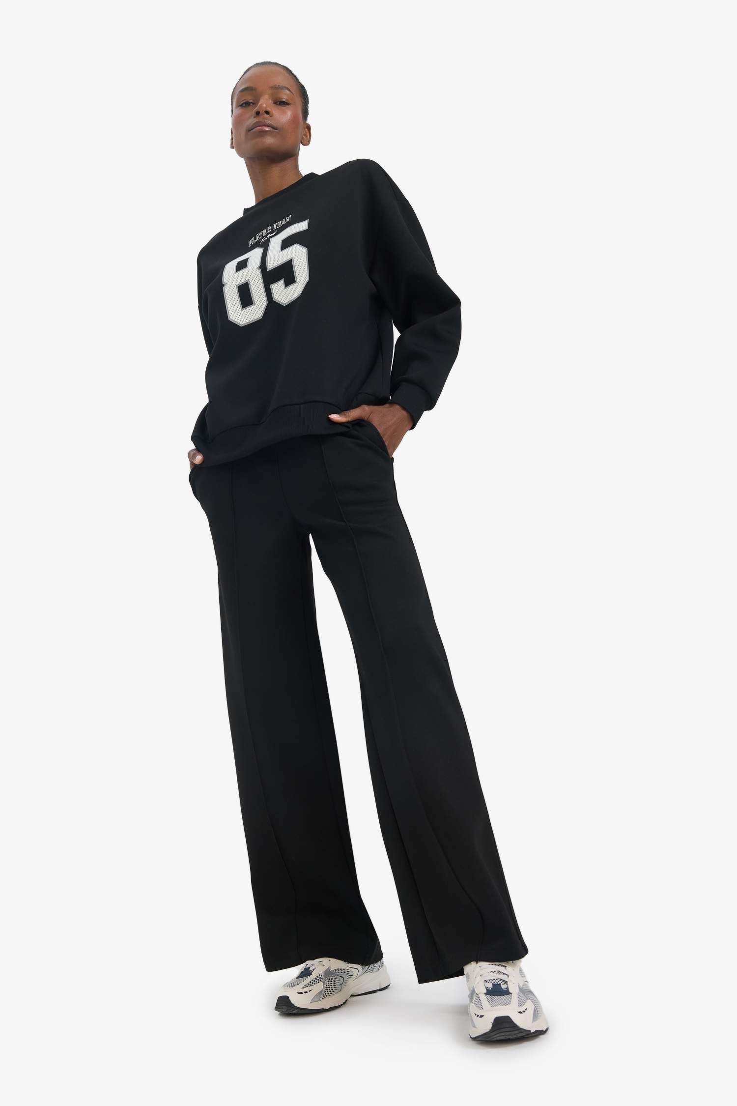 DeFactoFit Oversize Fit Printed Scuba Fabric Sports Sweatshirt