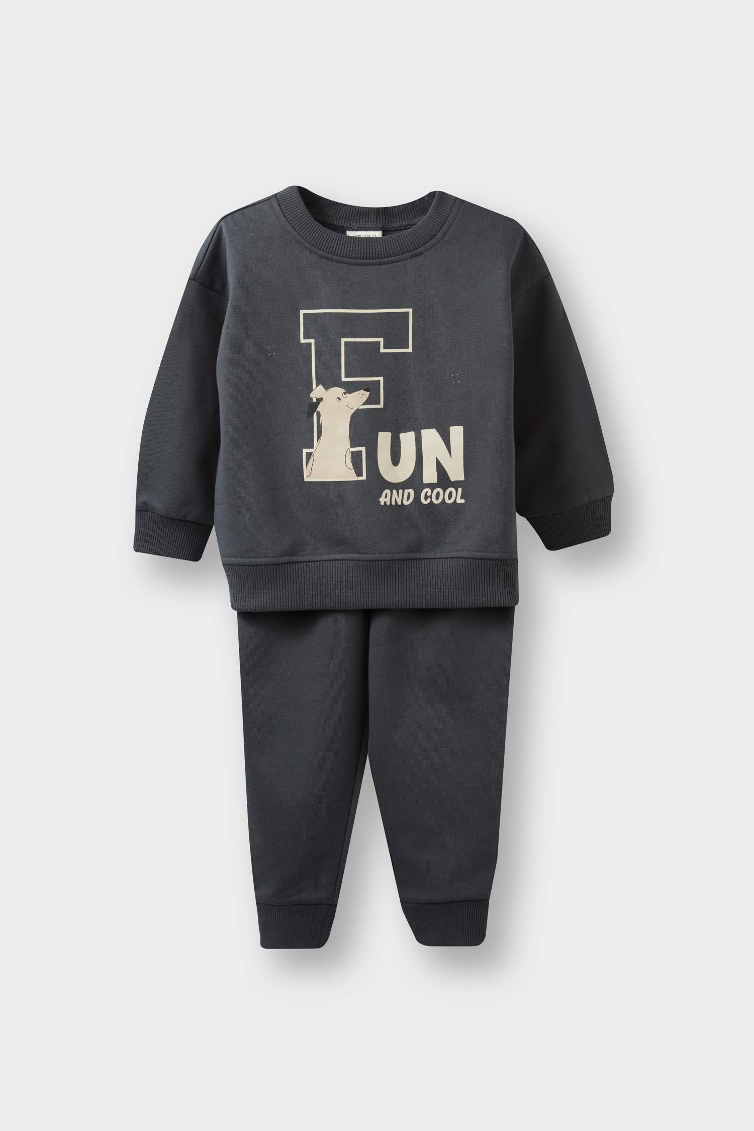 Erkek Bebek 2'li Takım Baskılı Sweatshirt Eşofman Altı