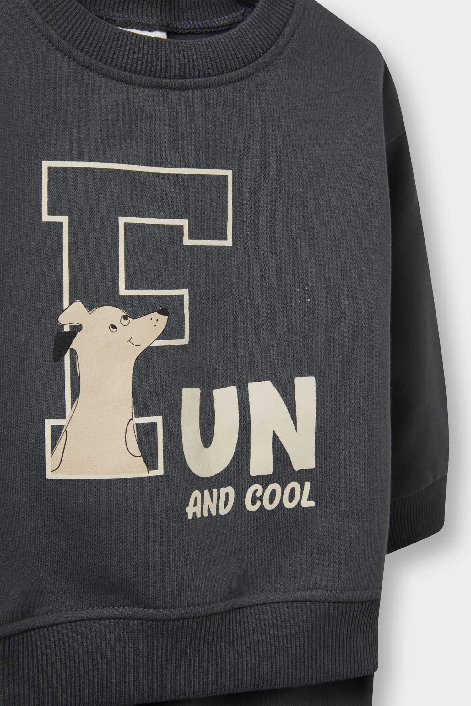 Erkek Bebek 2'li Takım Baskılı Sweatshirt Eşofman Altı