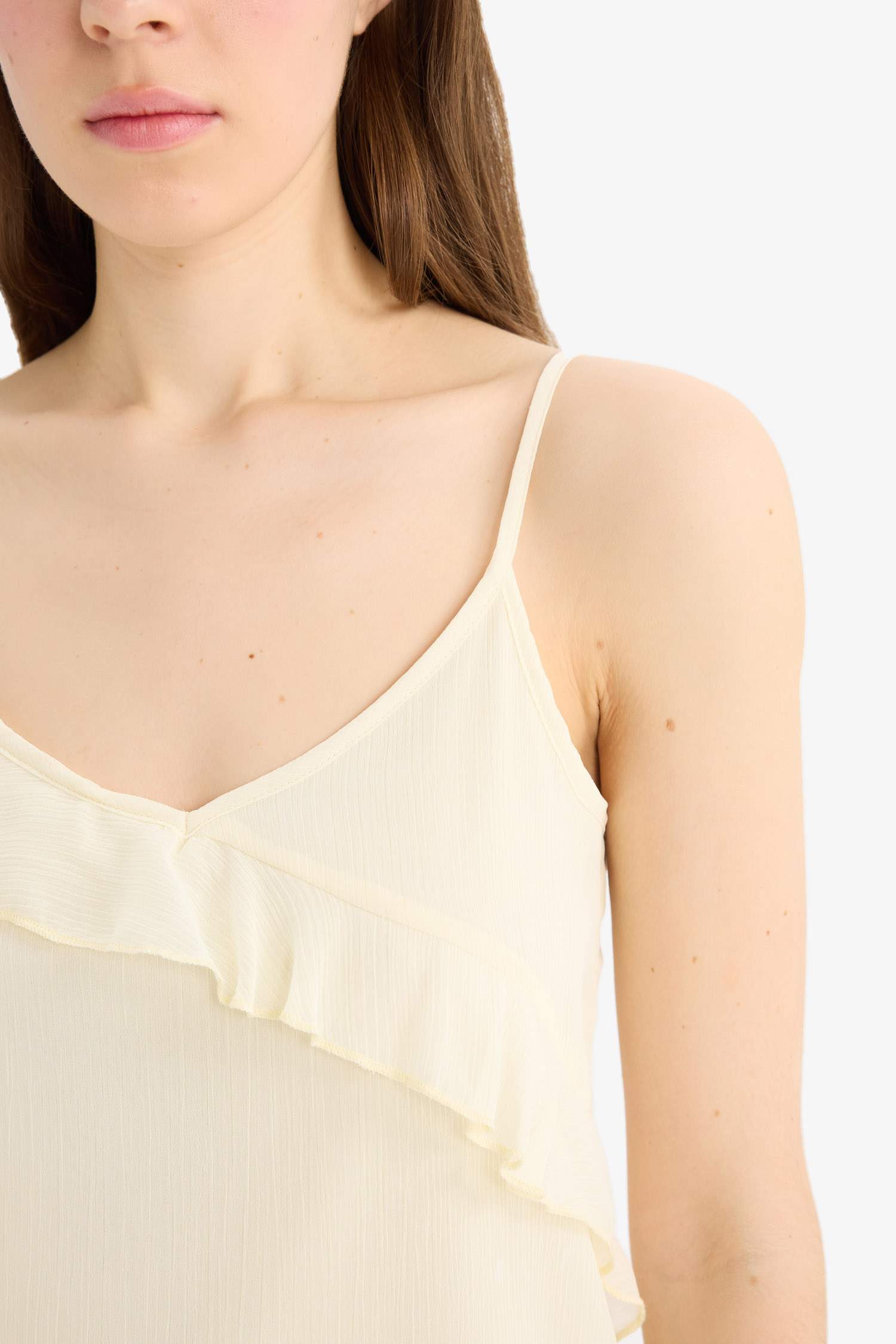 Regular Fit шифоновая блуза на бретелях с V-образным вырезом