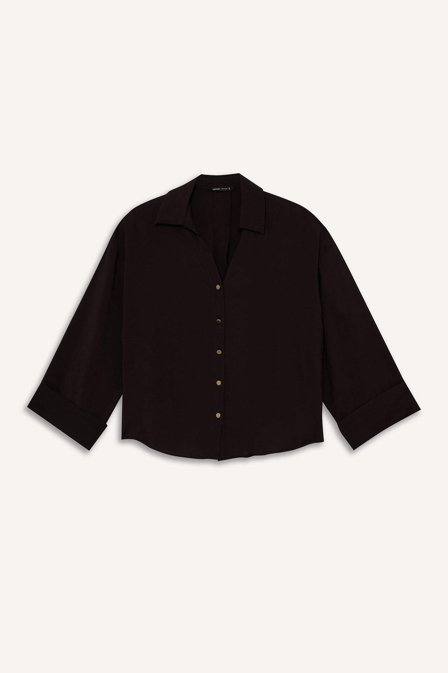 Loose Fit Shirt Collar Long Sleeve Shirt