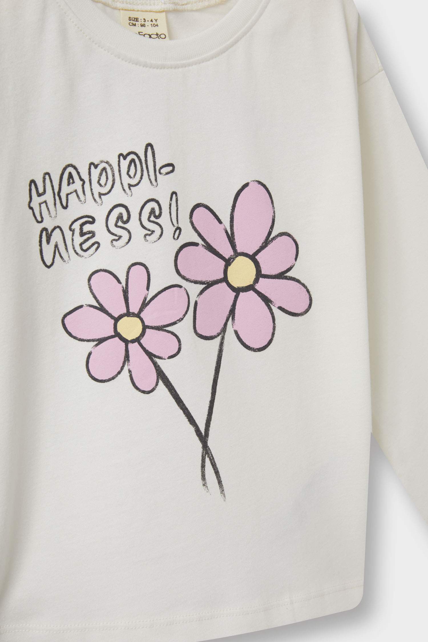 Kız Bebek Bisiklet Yaka Çiçekli Uzun Kollu Tişört