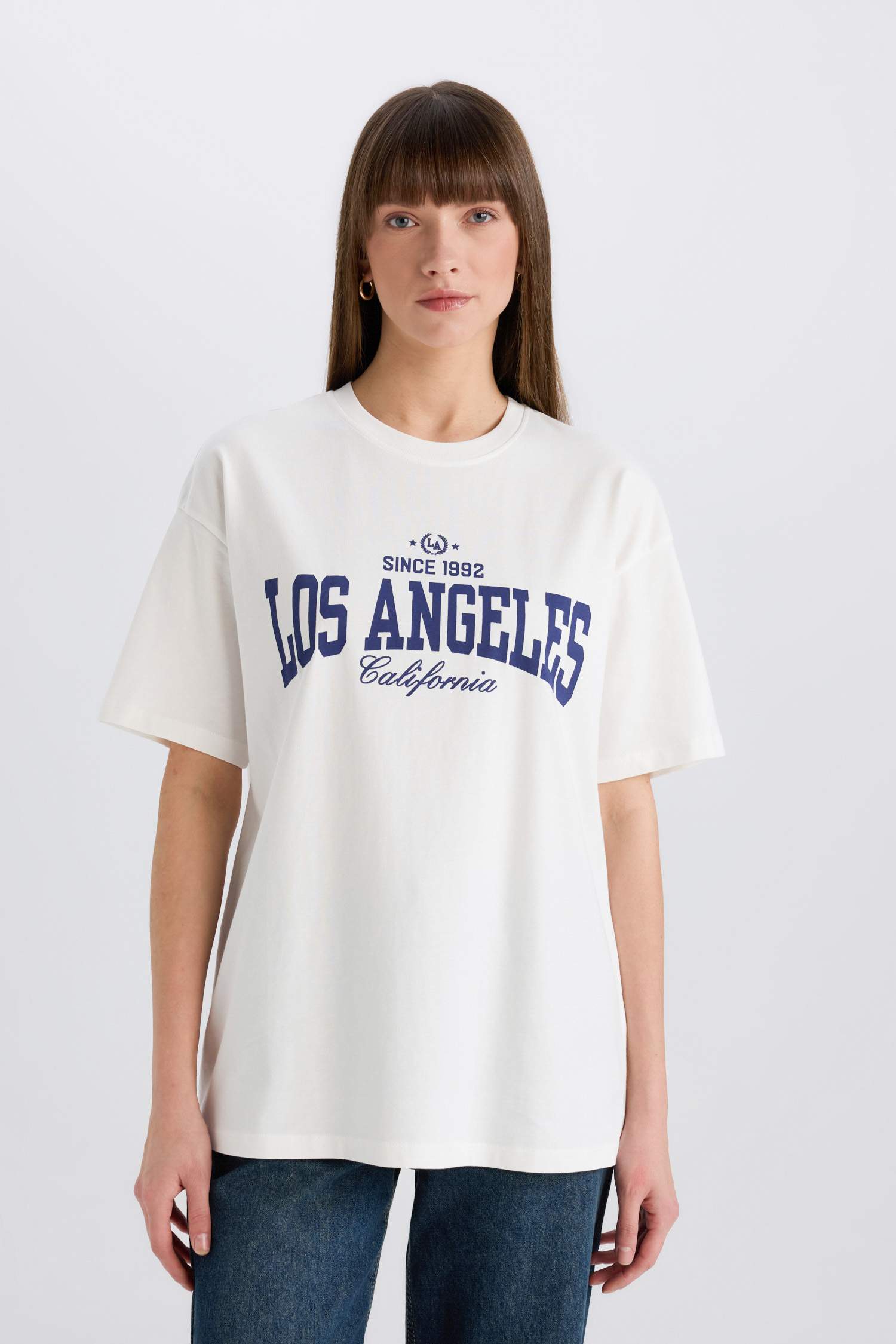 Oversize Fit Crew Neck Printed Casual T-Shirt