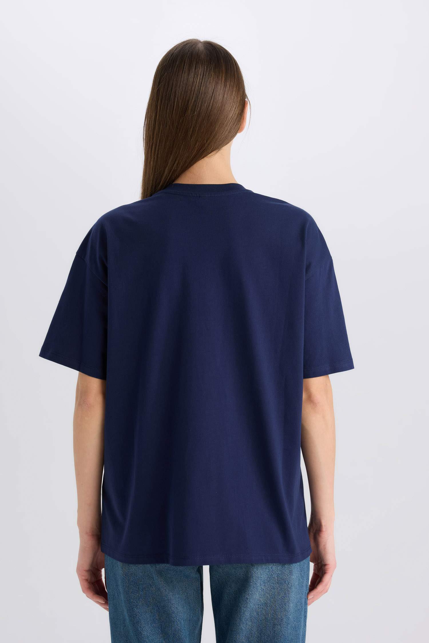 Oversize Fit Crew Neck Printed Short Sleeve T-Shirt