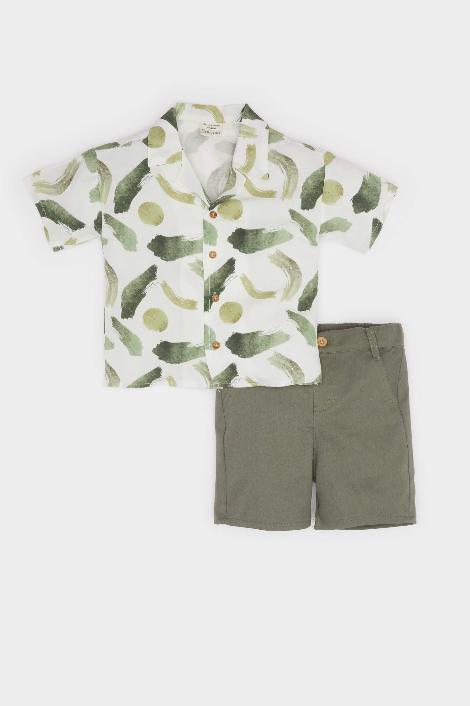Baby Boy Patterned Shirt Shorts 2 Piece Set