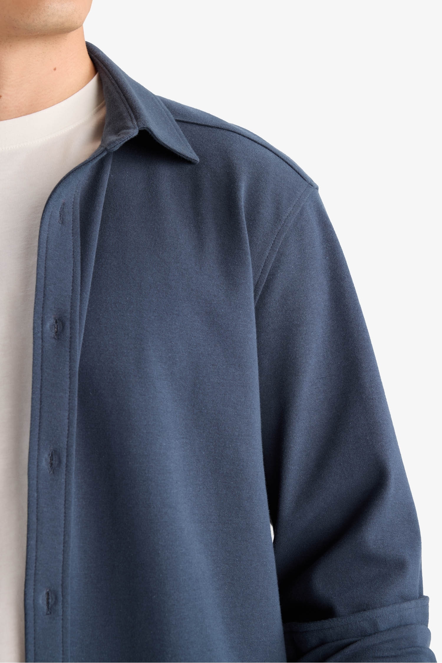 Regular Fit Polo Yaka Penye Uzun Kollu Gömlek