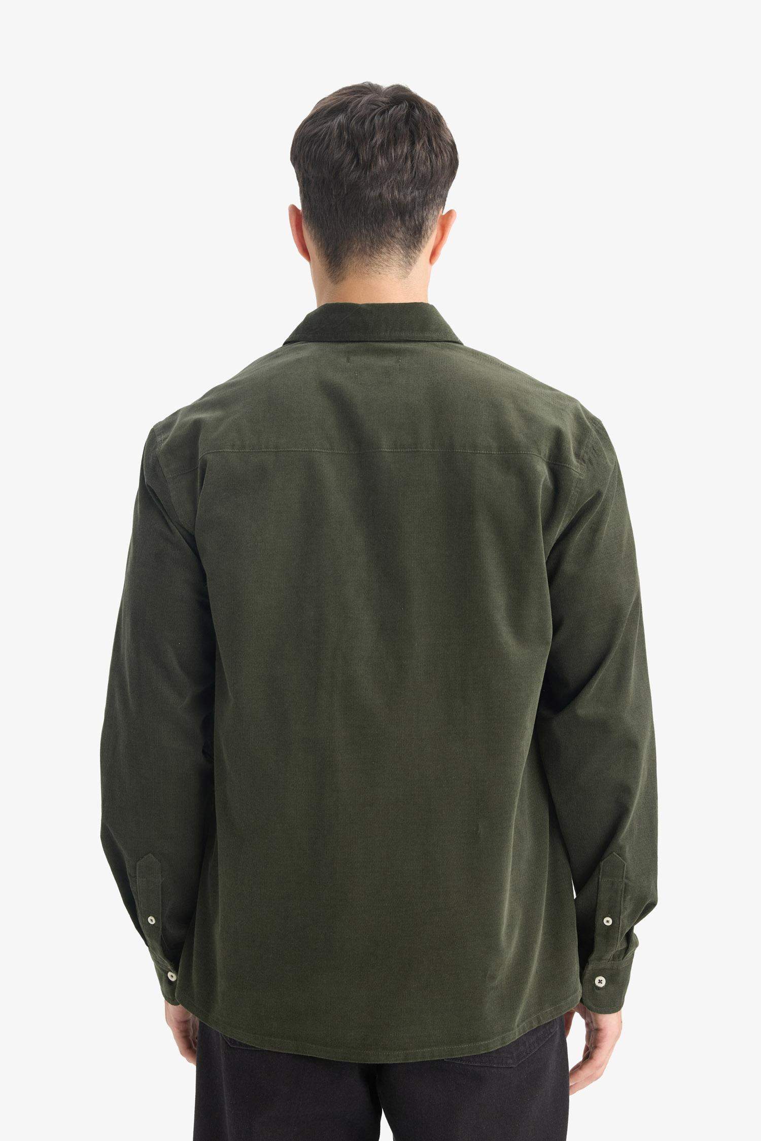 Chemise en velours côtelé à manches longues Coupe régulière