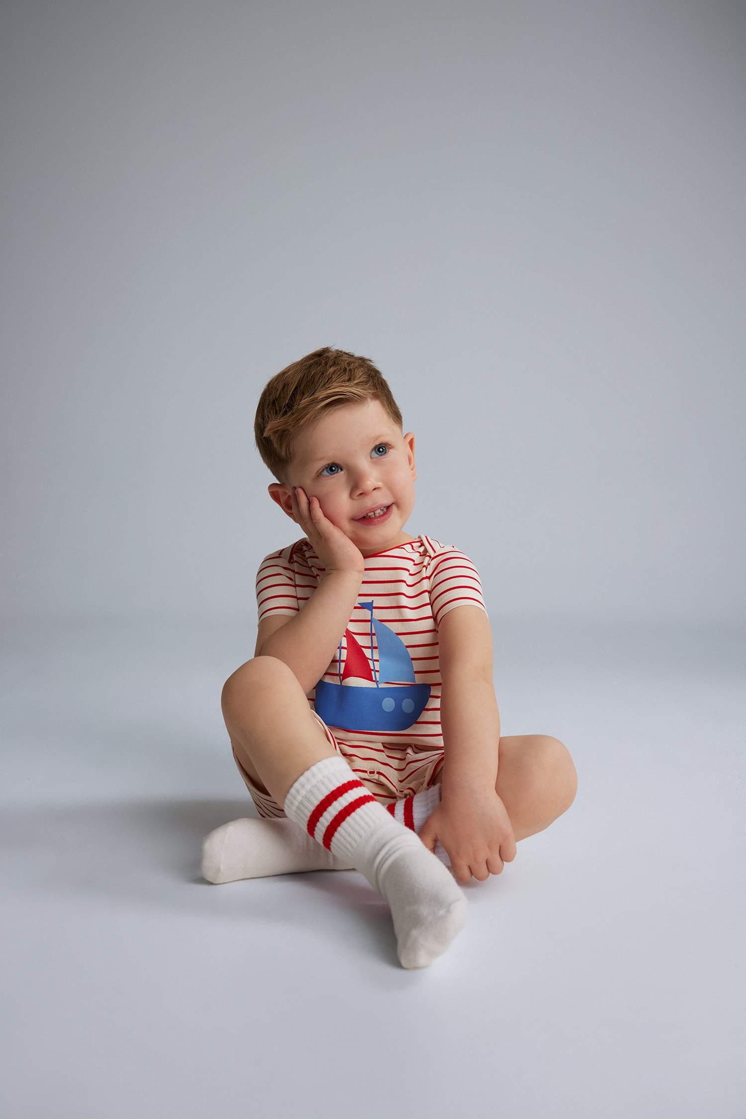 Baby Boy Newborn Striped Printed Cotton Overalls