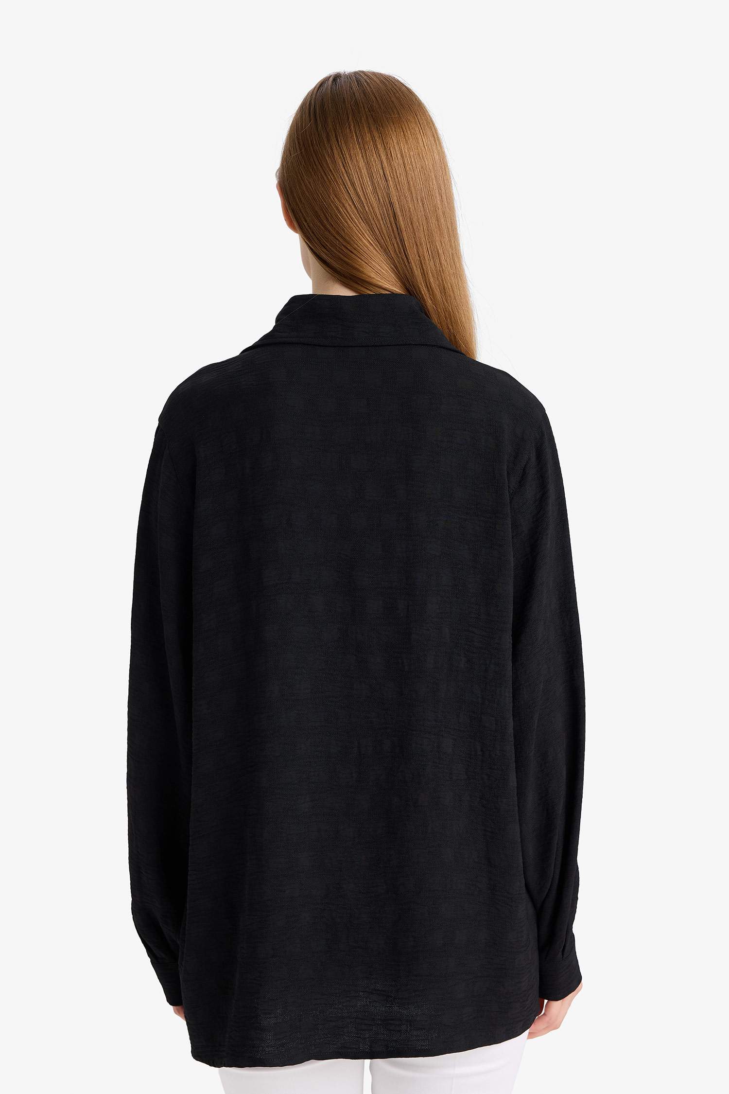 Regular Fit Shirt Collar Crepe Long Sleeve Shirt