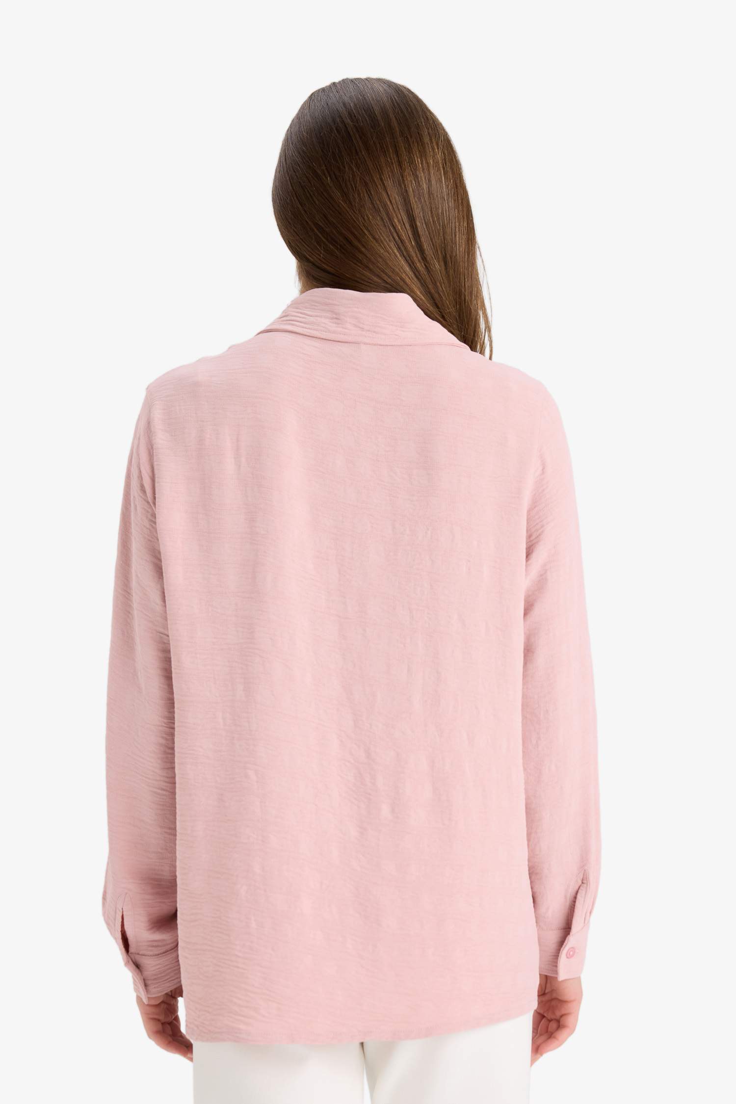 Regular Fit Shirt Collar Crepe Long Sleeve Shirt