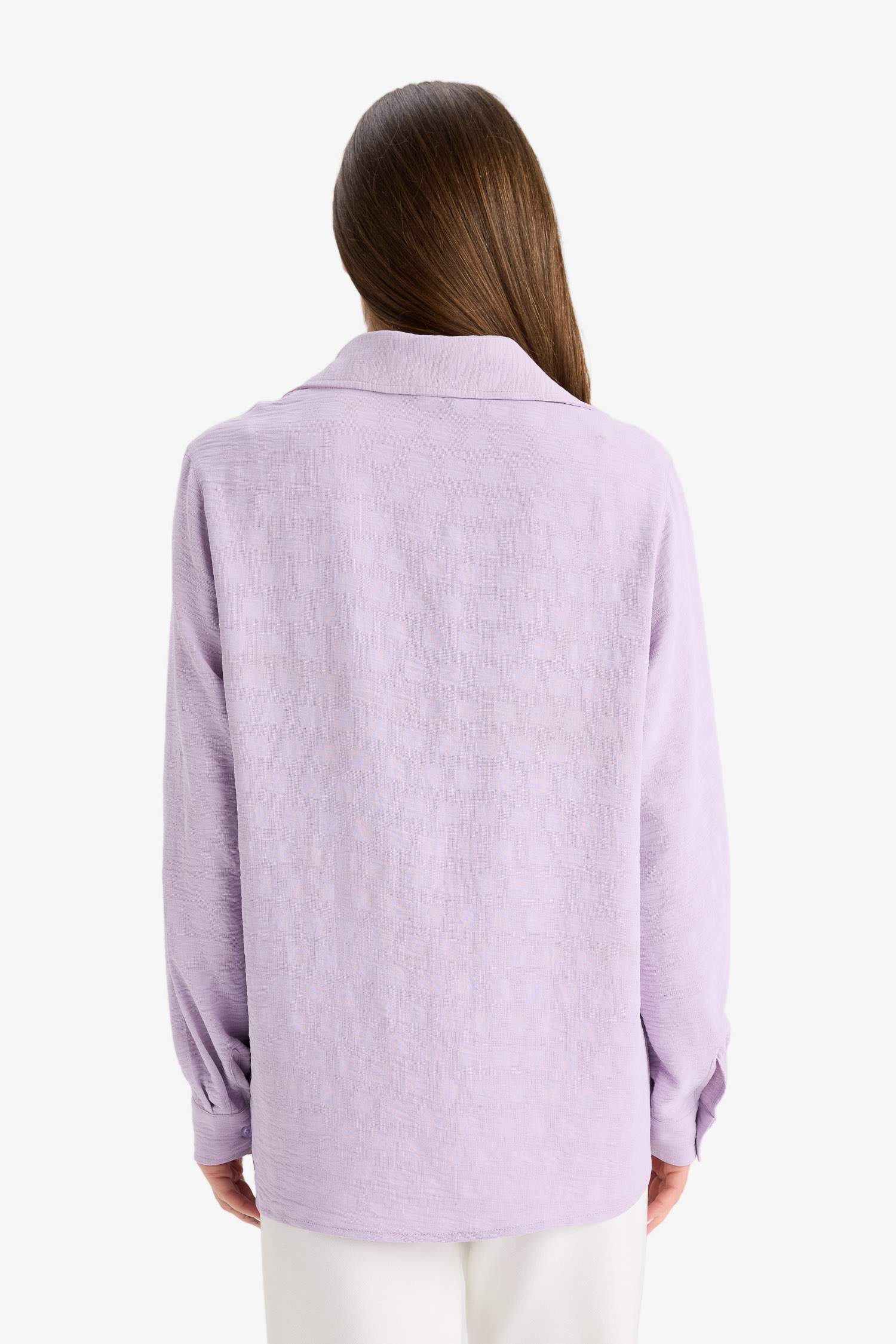 Regular Fit Shirt Collar Crepe Long Sleeve Shirt