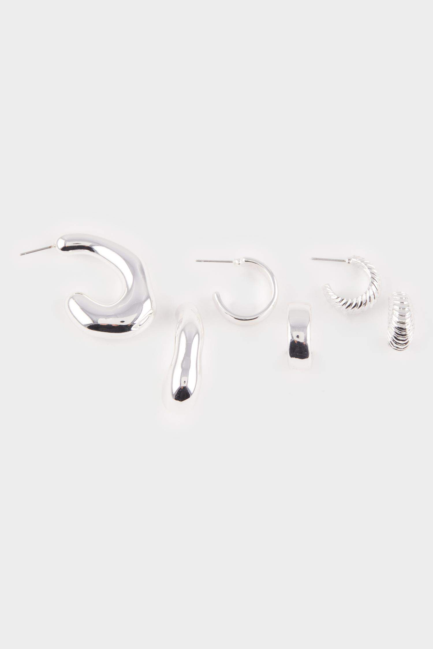 حلق فضي نسائي - 3 قطع