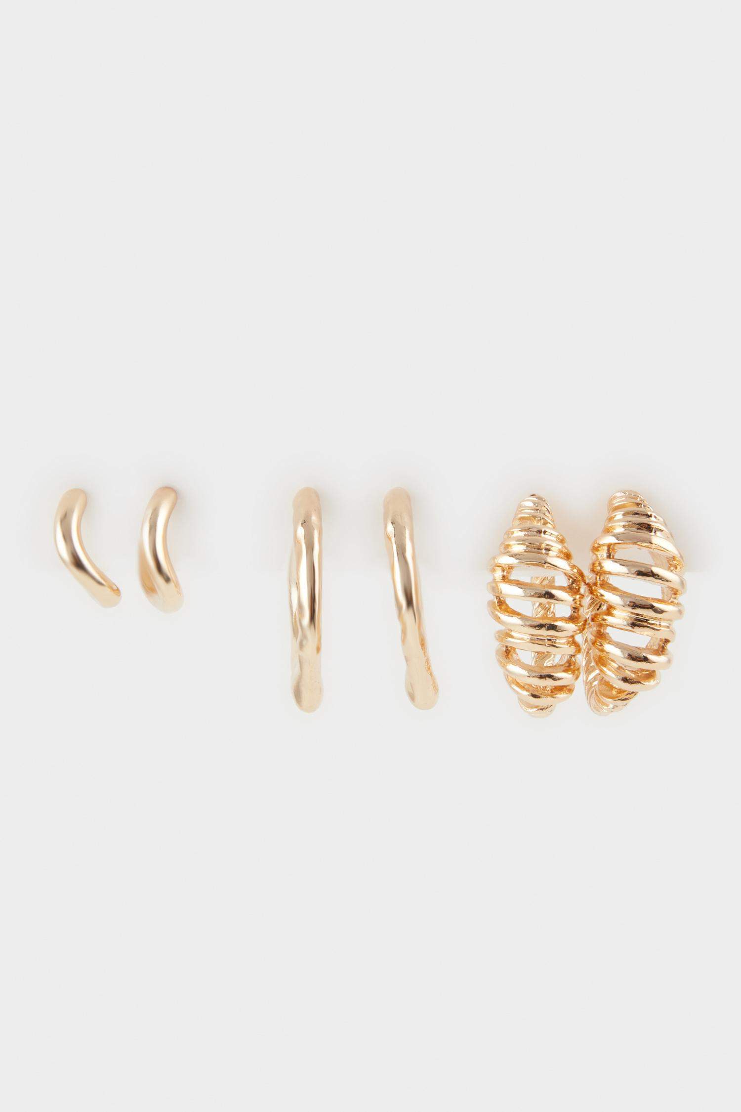 Lot de 3 paires de Boucles d’oreilles dorées pour femme