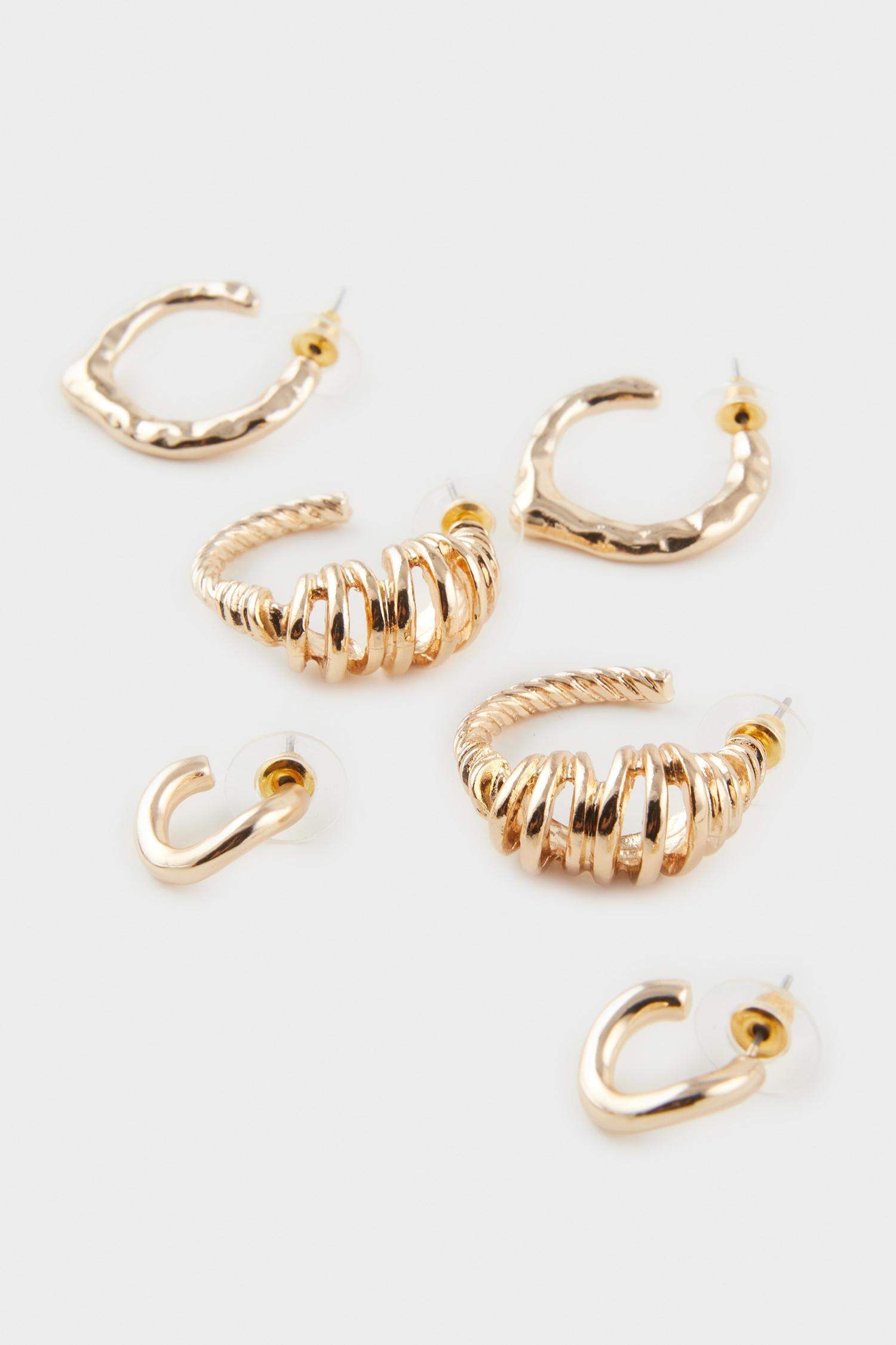 Lot de 3 paires de Boucles d’oreilles dorées pour femme