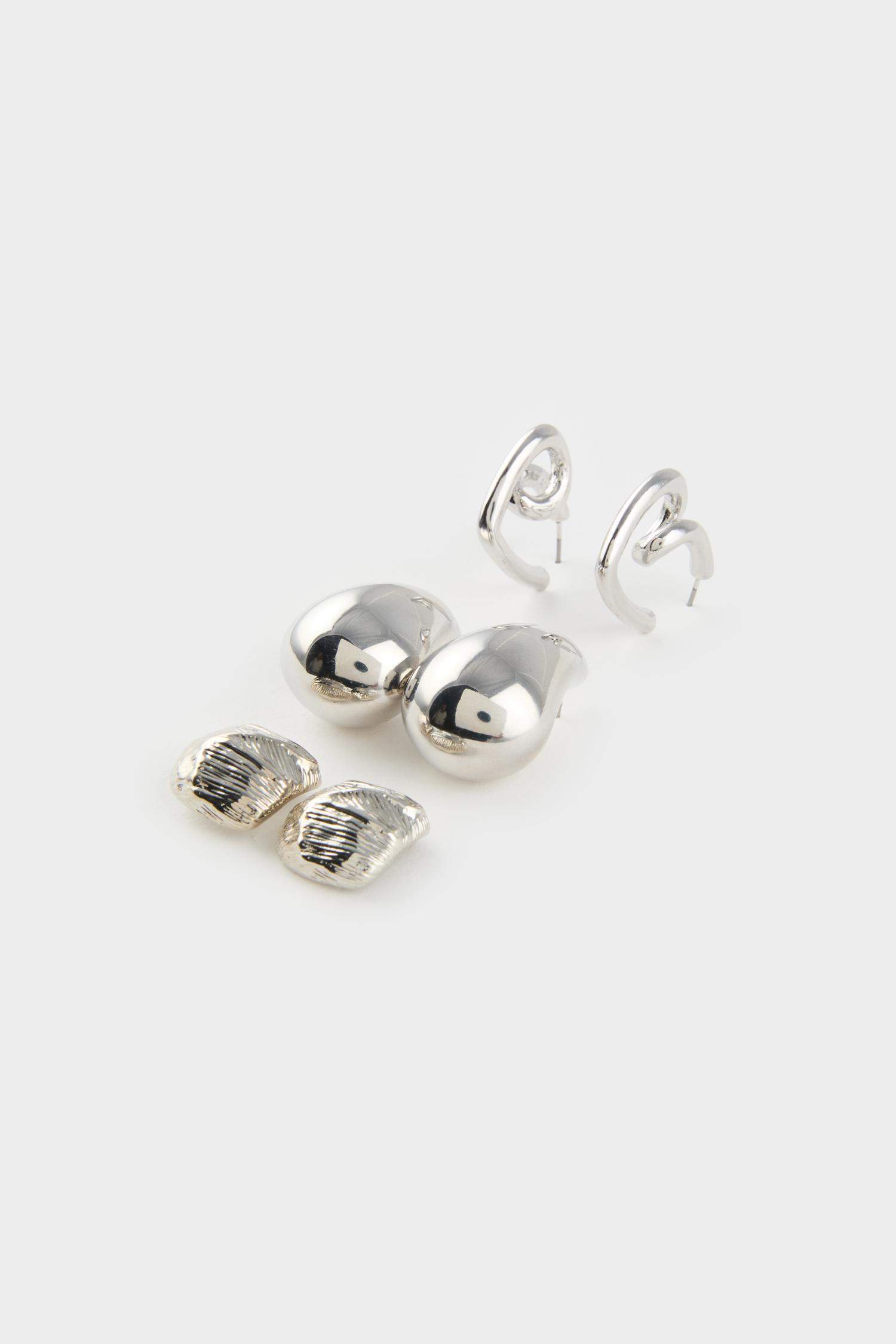 Woman 3 Piece Silver Earrings