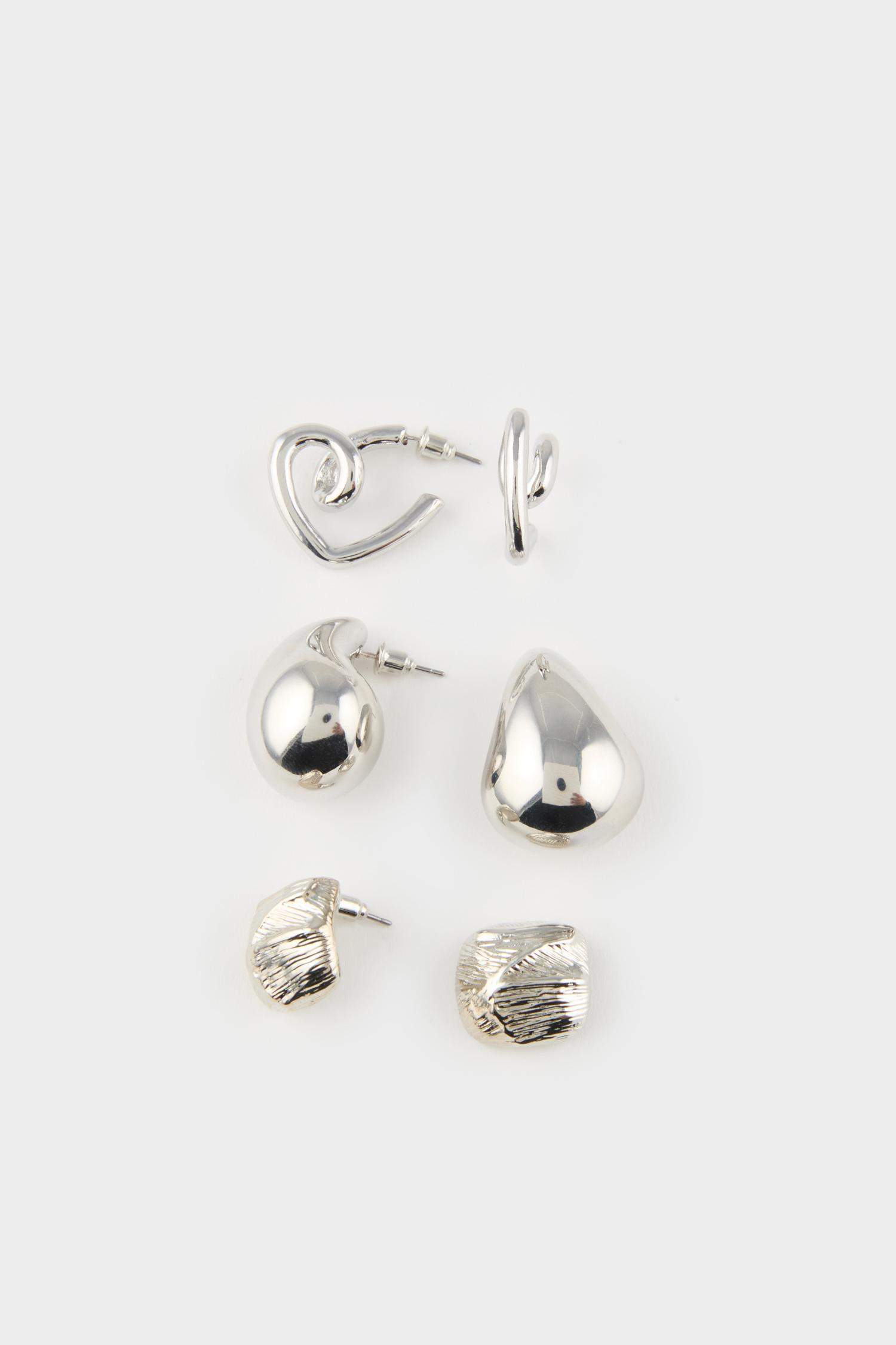 Woman 3 Piece Silver Earrings