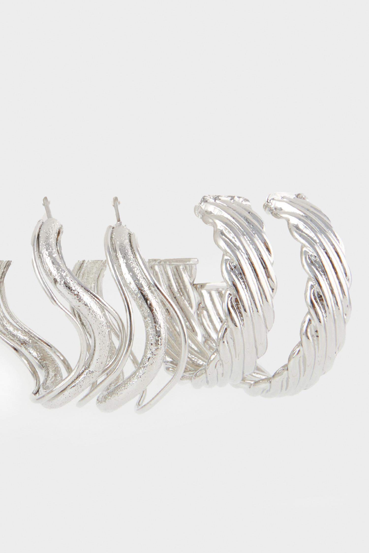 Lot de 3 Boucles d’oreilles argentées pour femme