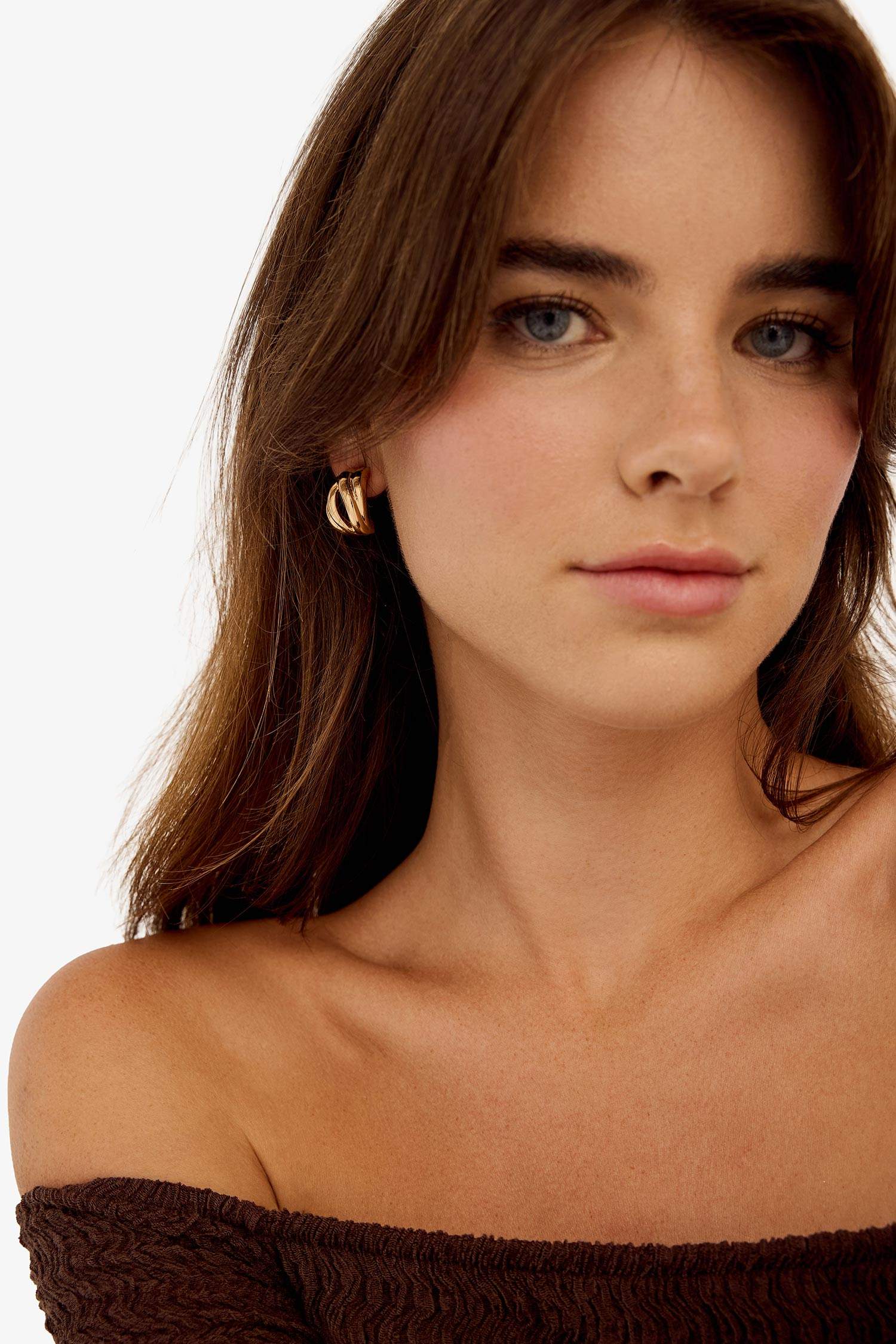 Woman 3 Piece Gold Earrings