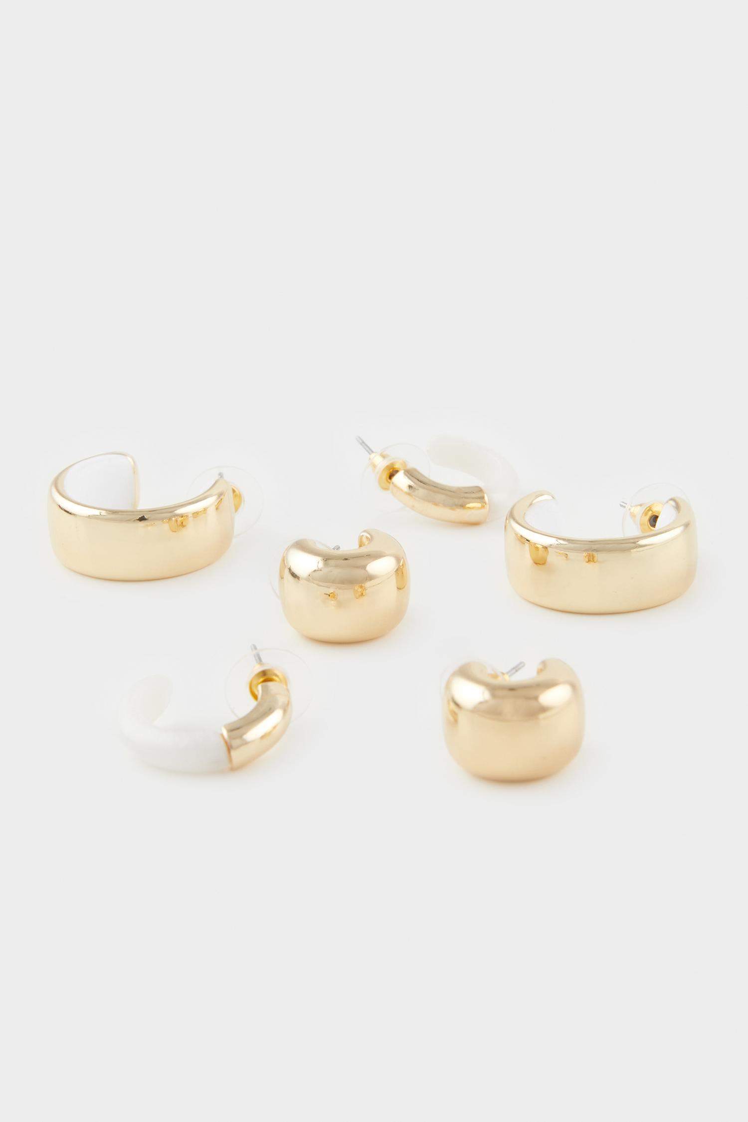 Kadın 3'lü Gold Küpe