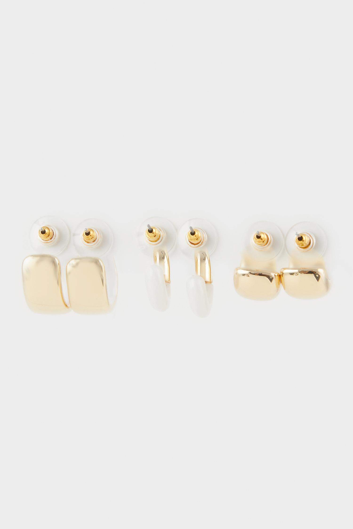 Kadın 3'lü Gold Küpe