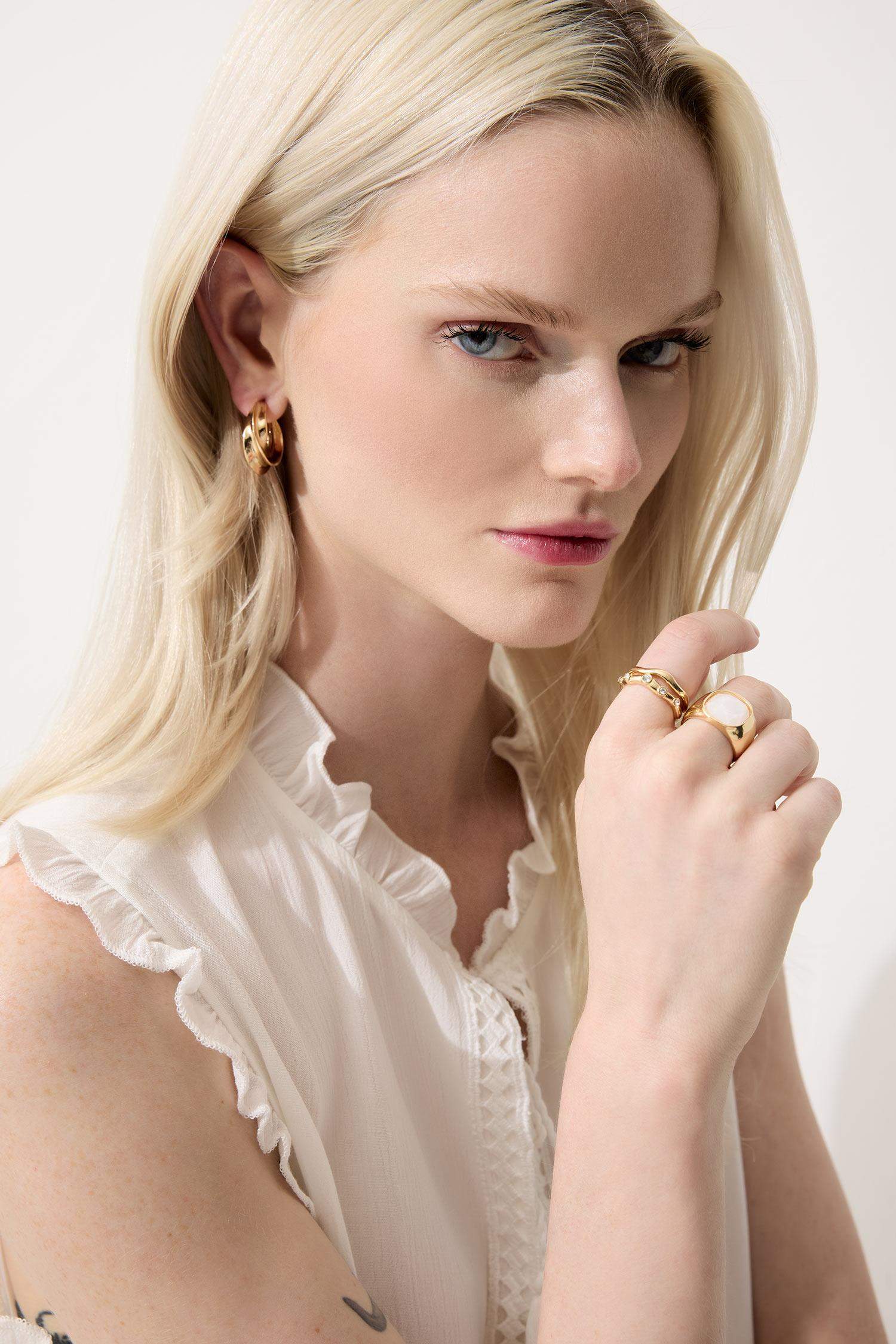 Woman 2 Piece Gold Earrings