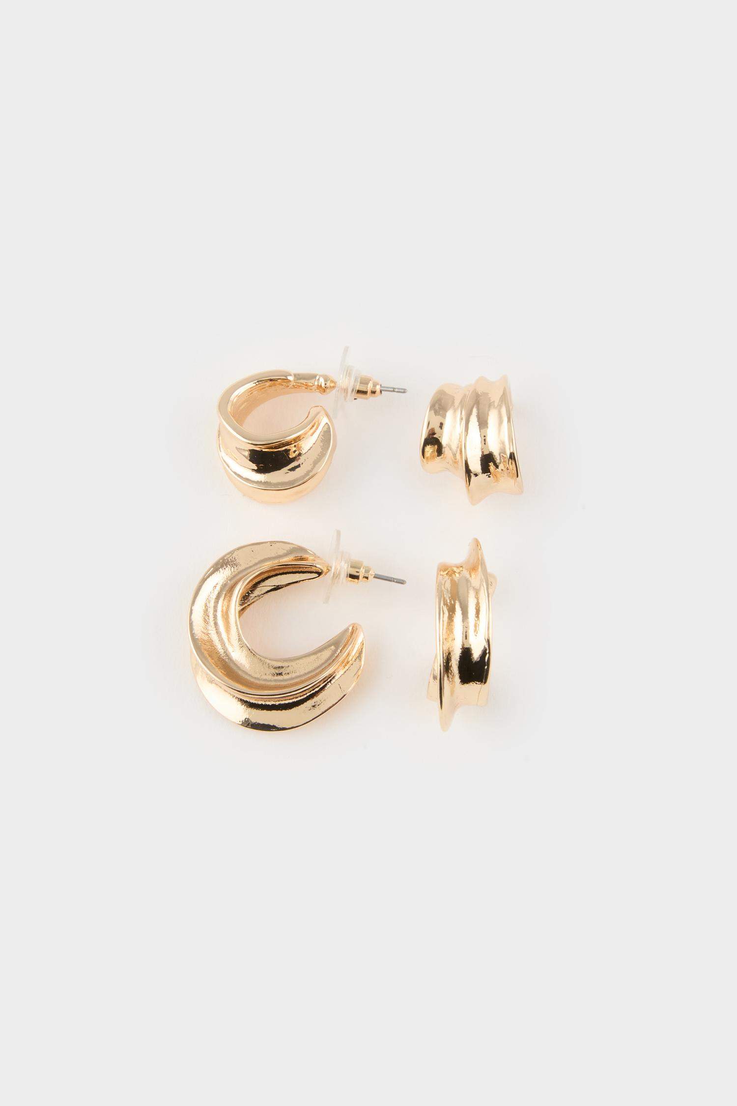 Woman 2 Piece Gold Earrings