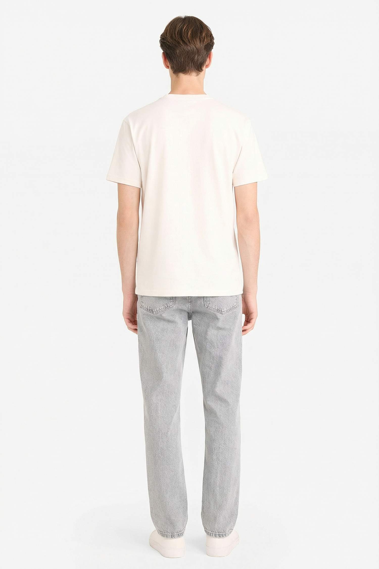 Straight Fit Regular Hem Denim Trousers