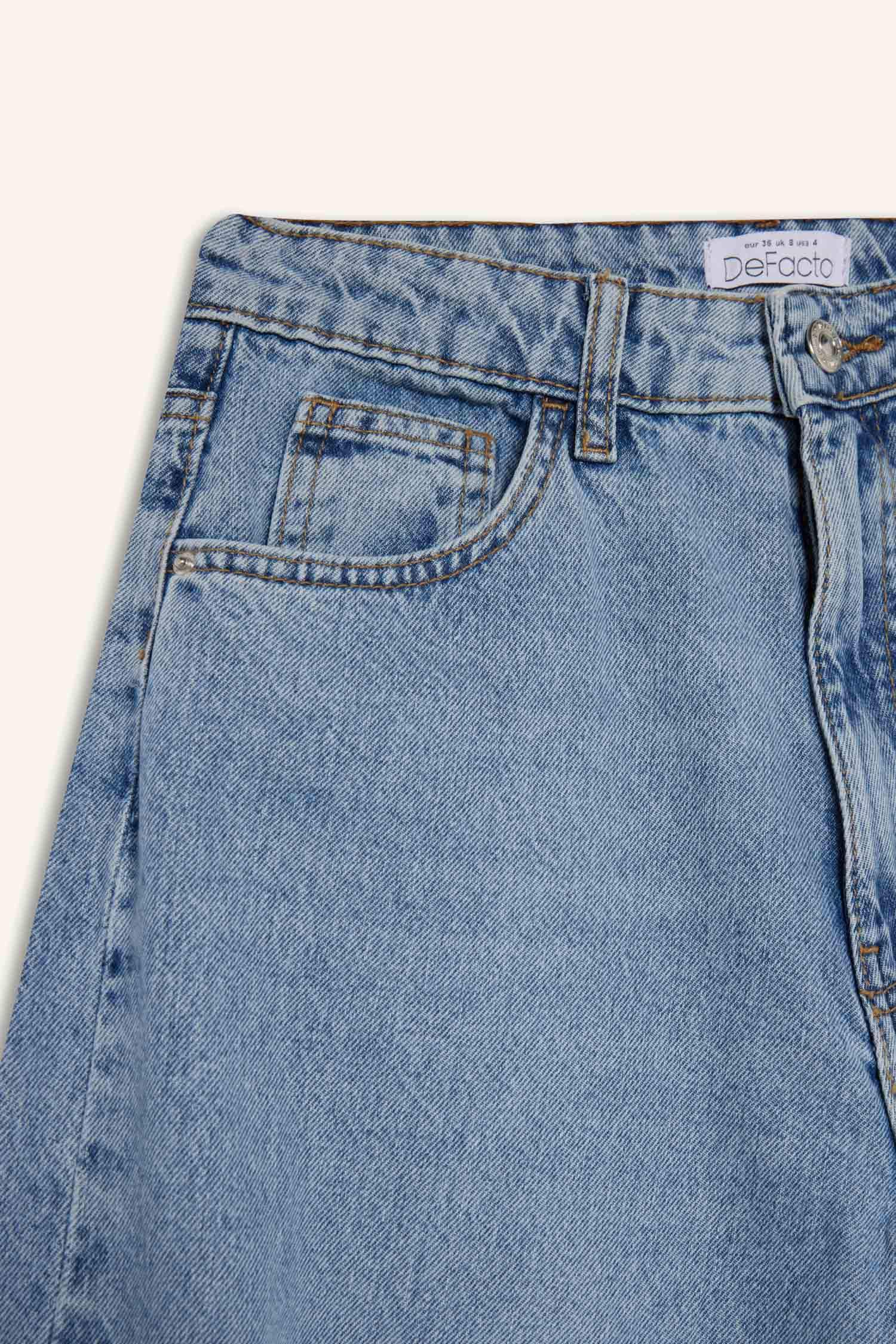 Wide Leg Ripped Detail High Waist Long Jeans