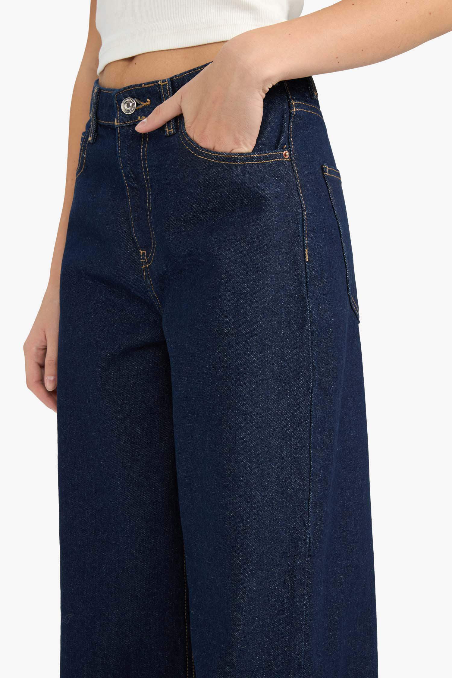 Wide Leg Normal Bel Düz Paça Uzun Jean Pantolon